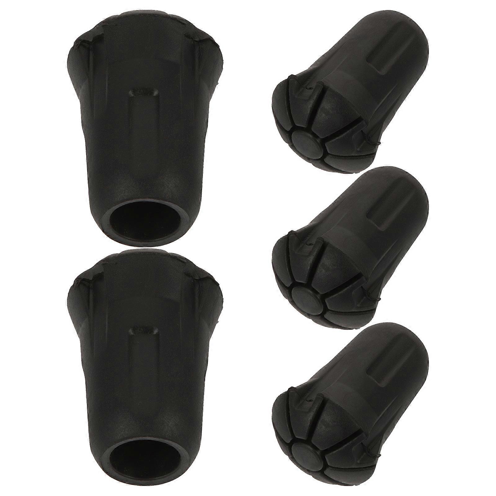Replacement Cane Tips Walking Cane Accessories Round Men Women Black Plastic Shockproof 5Pack