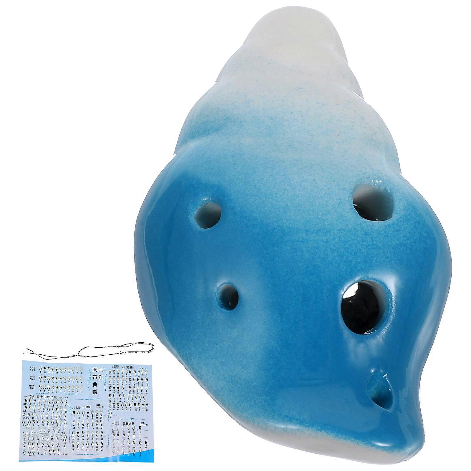 Ceramic Ocarina for Beginner Practice 2Pcs Portable 6-Hole Instrument