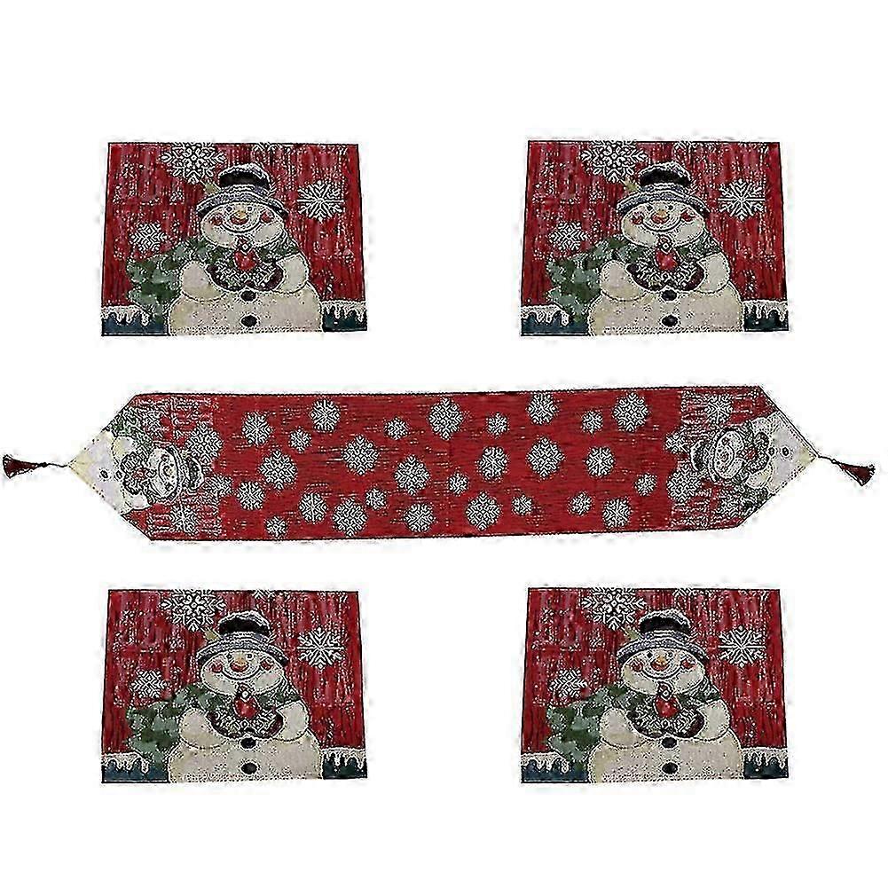 Table Flag With Christmas Decoration Snowman Tablecloth,(1sets)