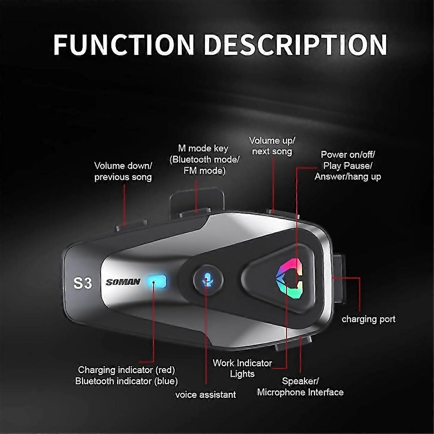 For Motorcycle Helmet Bluetooth Headset With Hardwire