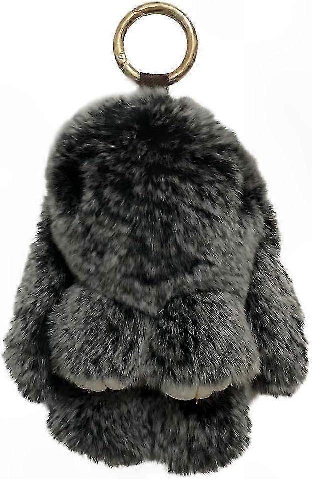 Fluffy Bunny Keychain Adorable Rex Rabbit Fur Keyring for Car or Handbag Accessory