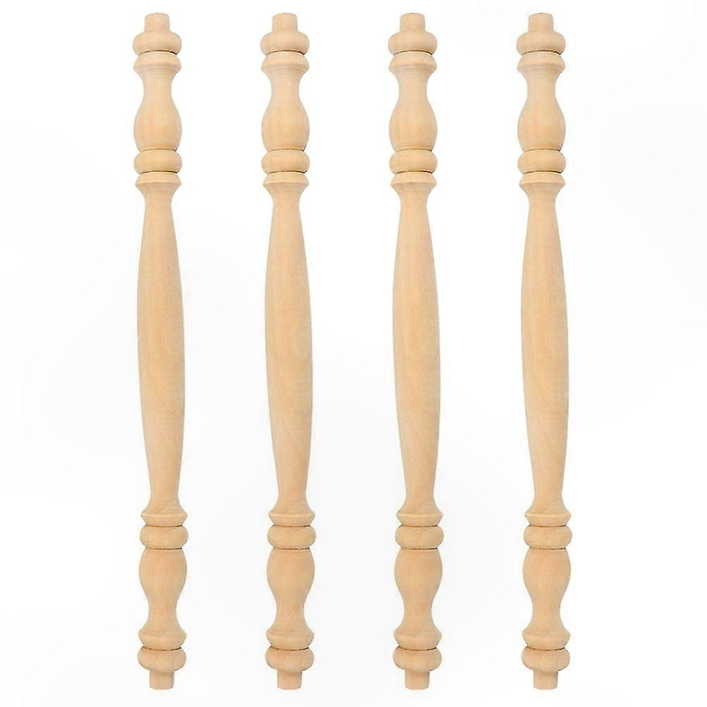 Decorative Wood Spindles for Home Projects, Sturdy Roman Column Design, 4-Pack Support Balusters for Furniture Crafting