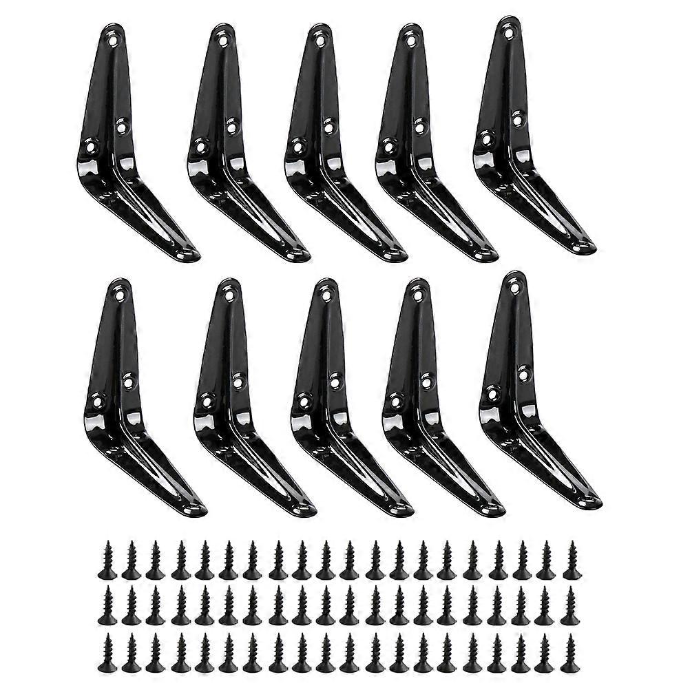 Triangle Brackets Iron Shelf Brackets for Storage Use 10Pcs Solid Supports