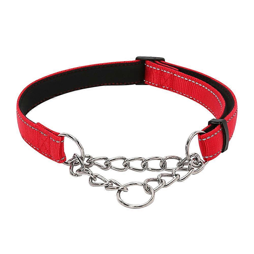 Reflective Dog Collar Training Trainer Adjustable Half Semi Choker Check Chain