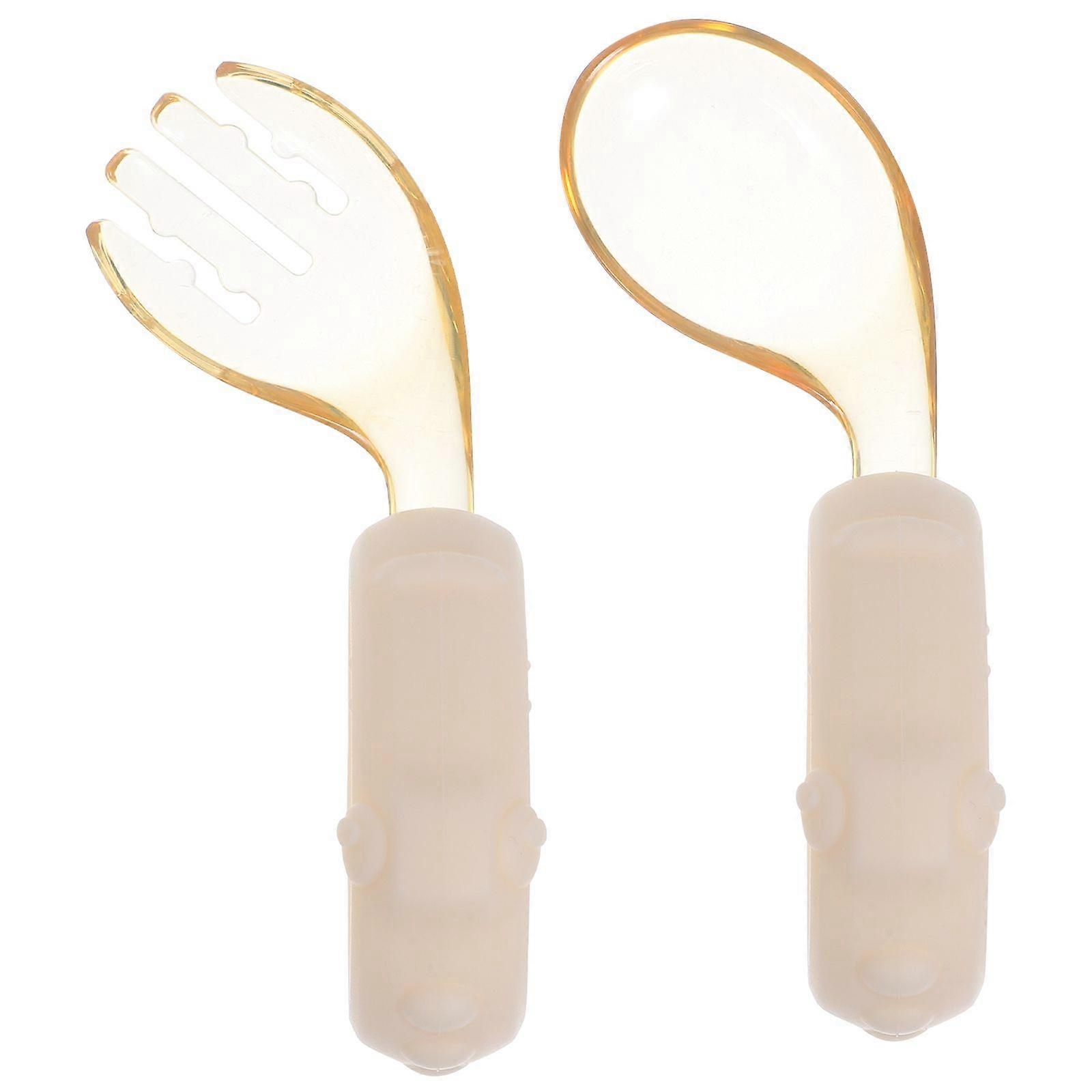 1Set Toddler Spoon and Fork - Training Utensils for Toddlers Feeding Spoons Self-Eating Kids Silverware for Mealtime Dining Tools