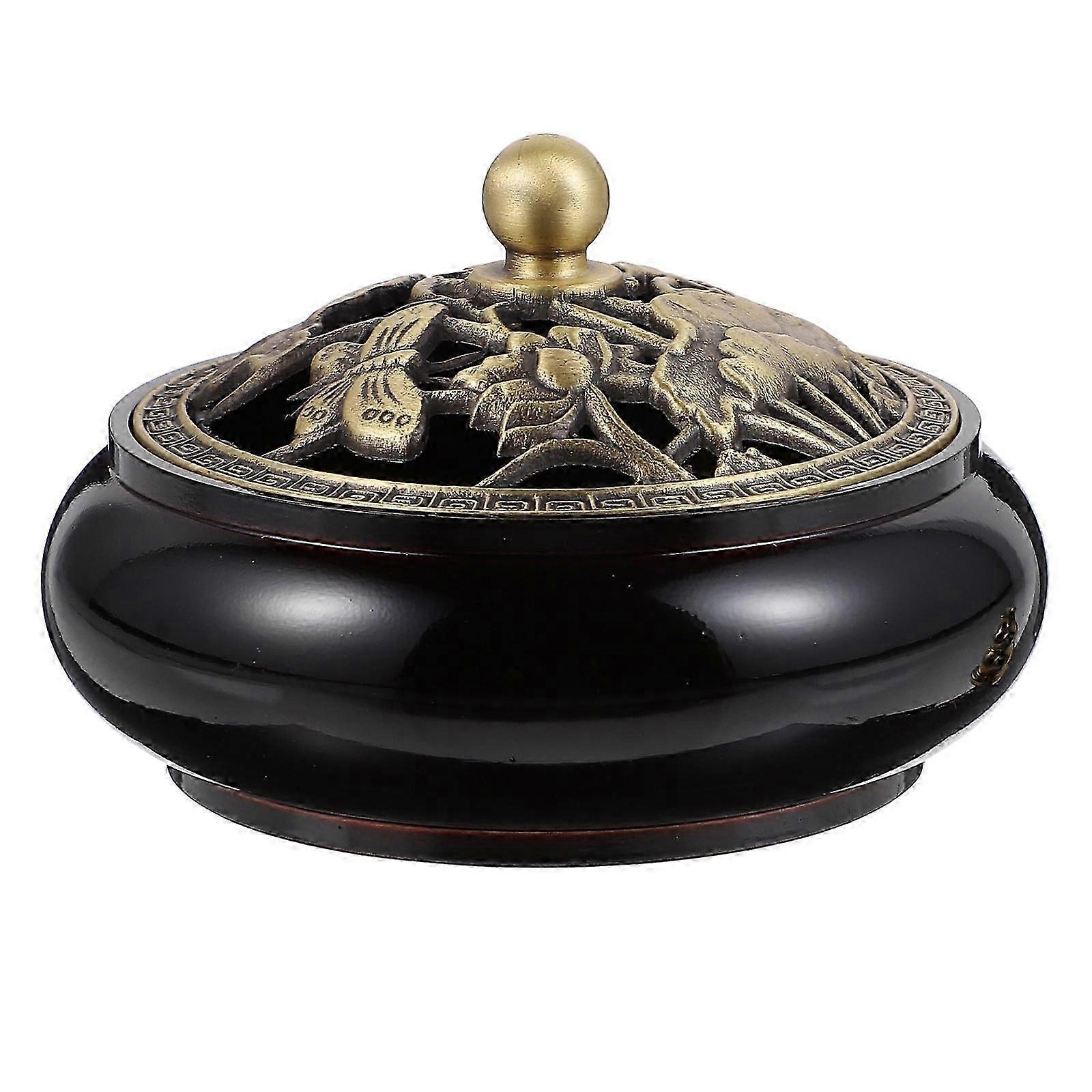 Copper Incense Burner for Zen Aromatherapy, Compact Tabletop Censer with Lotus Design for Meditation, Relaxation, and Tea Ceremony  Chic Home