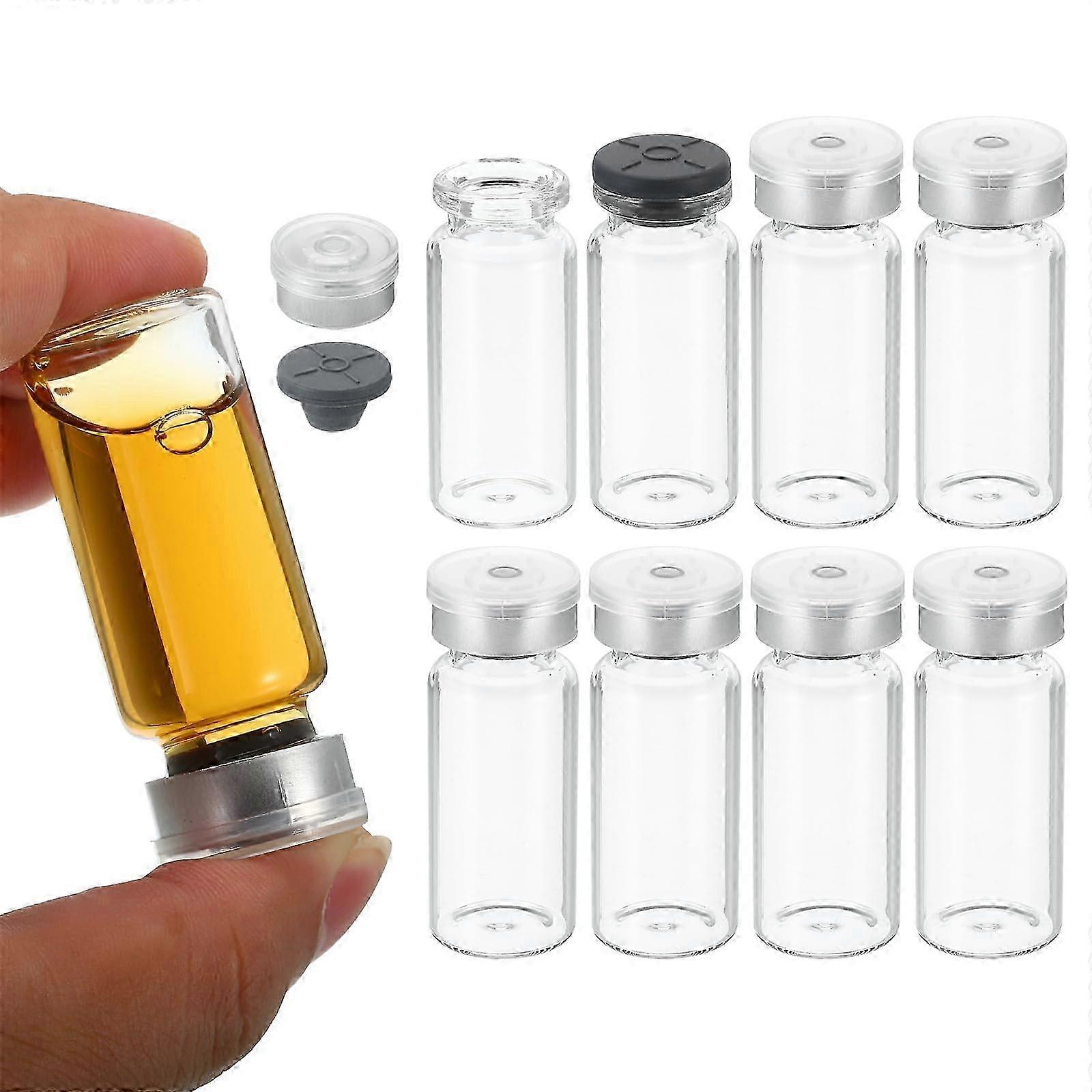 3ml 5ml 10ml 20ml Clear Sample Glass Vials with Plastic-Aluminum summerset Caps and Silicone Stoppers,Sealed