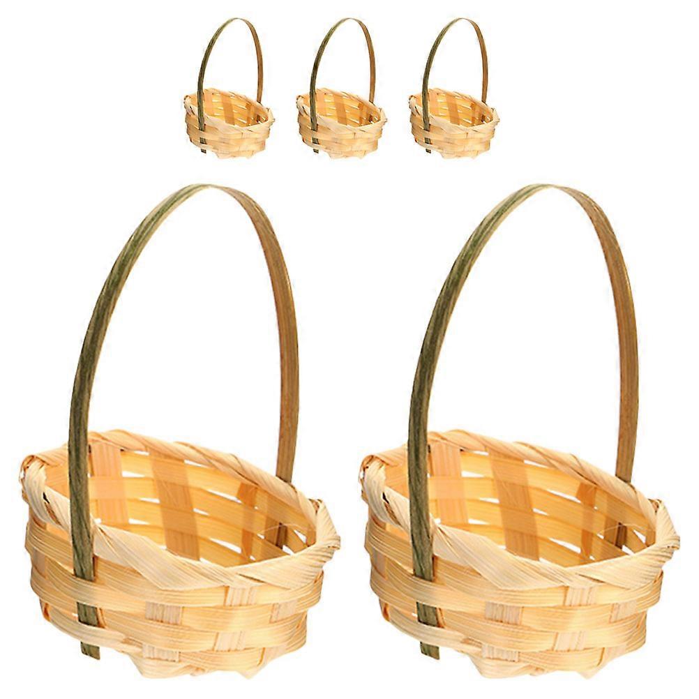 Mini Basket with Handle Bamboo Storage Basket for Multiple Uses 15Pcs