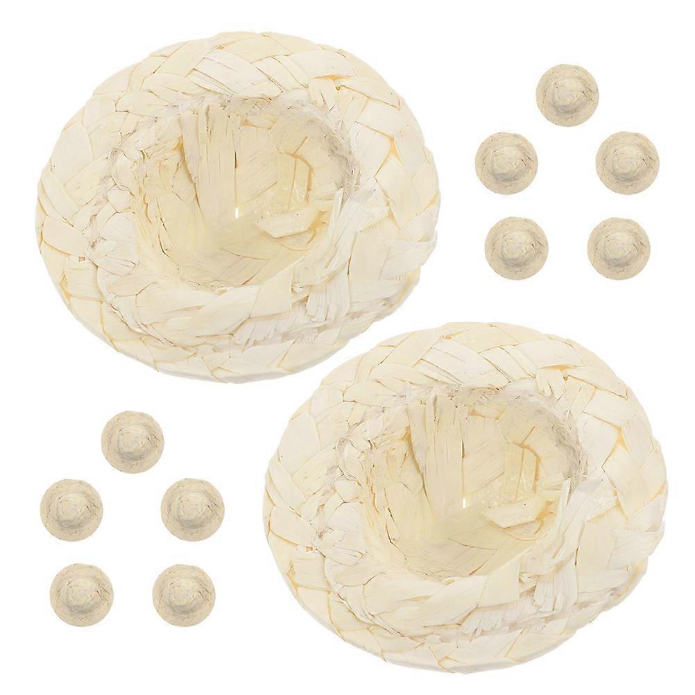 Mini Straw Hats Woven Doll Hats for Party Use 12Pcs Cute Decoration Set