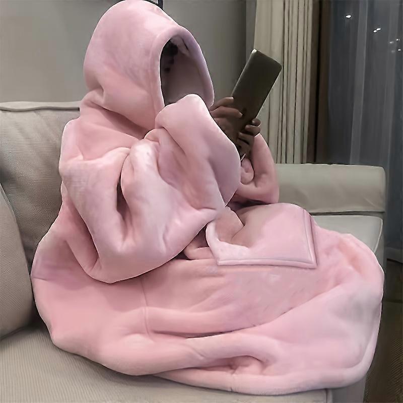1pcs Super Soft Sherpa Reversible Wearable Sweatshirt Blanket Comfortable Large Hooded Blanket with Pockets Machine Washable