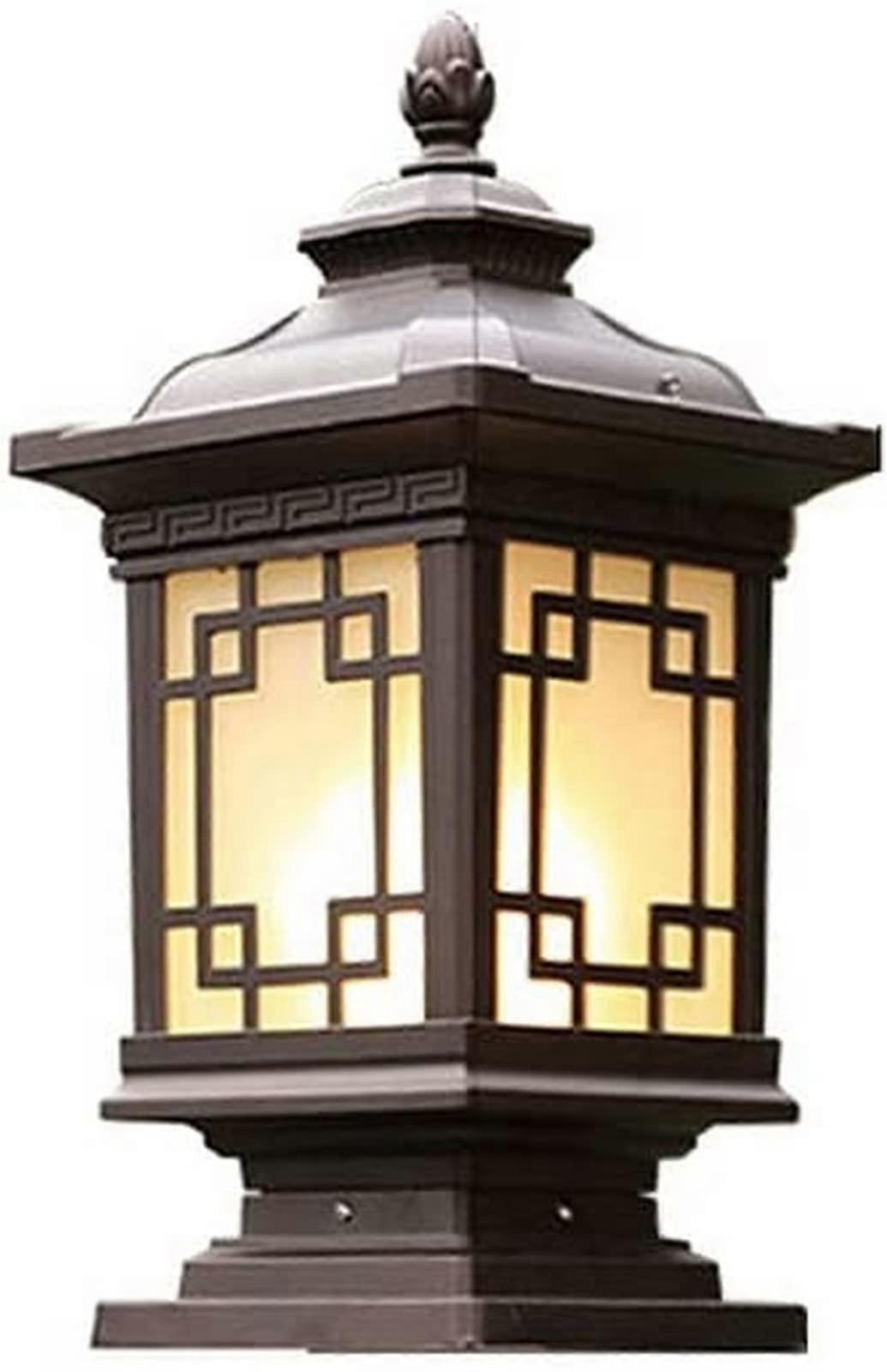 Garden Post Light IP65 Outdoor Pillar Lamp, 24 x 19 x 51 cm, Courtyard Lantern, Wall Fence Post Light