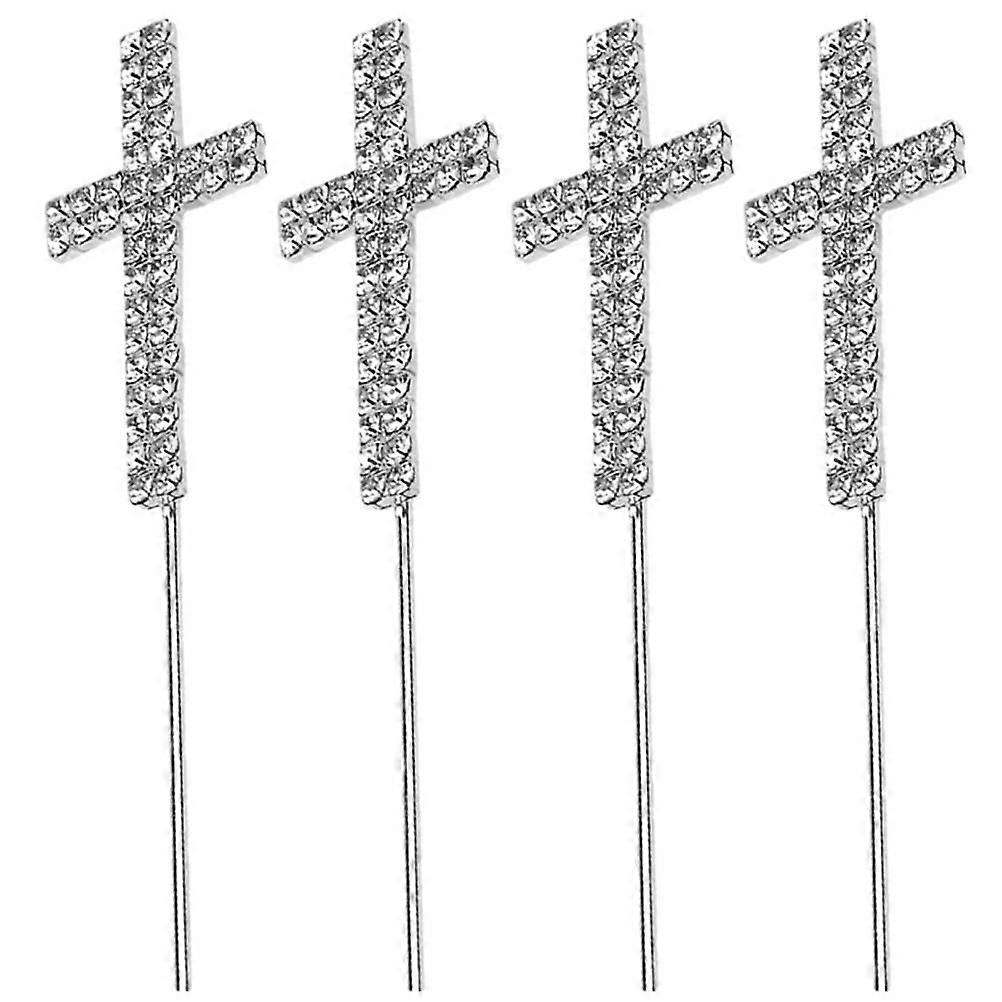 Cake Decoration Cross Cake Topper with Rhinestone 8Pcs Set