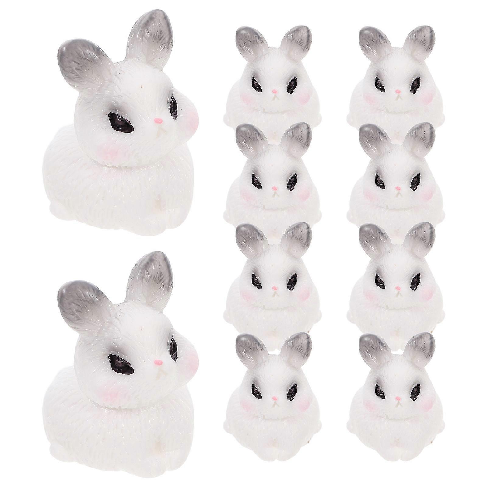 Grey Resin Rabbit Figurines for Home Decoration 30Pcs Miniature Bunny Set