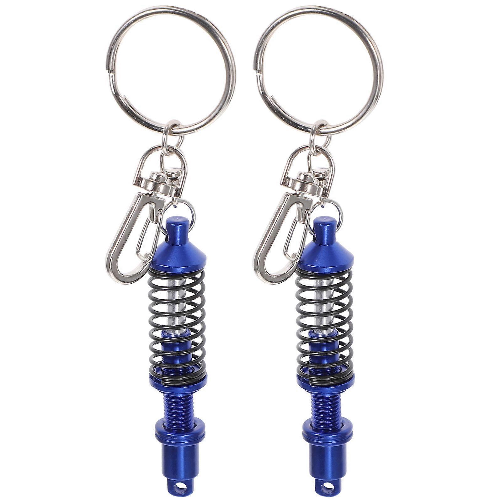 Shock Absorber Keychain Coilover Key Holder for Decoration 2Pcs Blue Metal