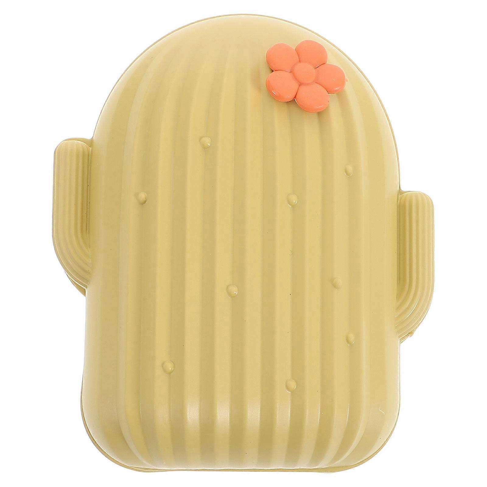 Plastic Cactus Soap Dish with Lid for Bathroom Use 2Pcs Yellow Holder