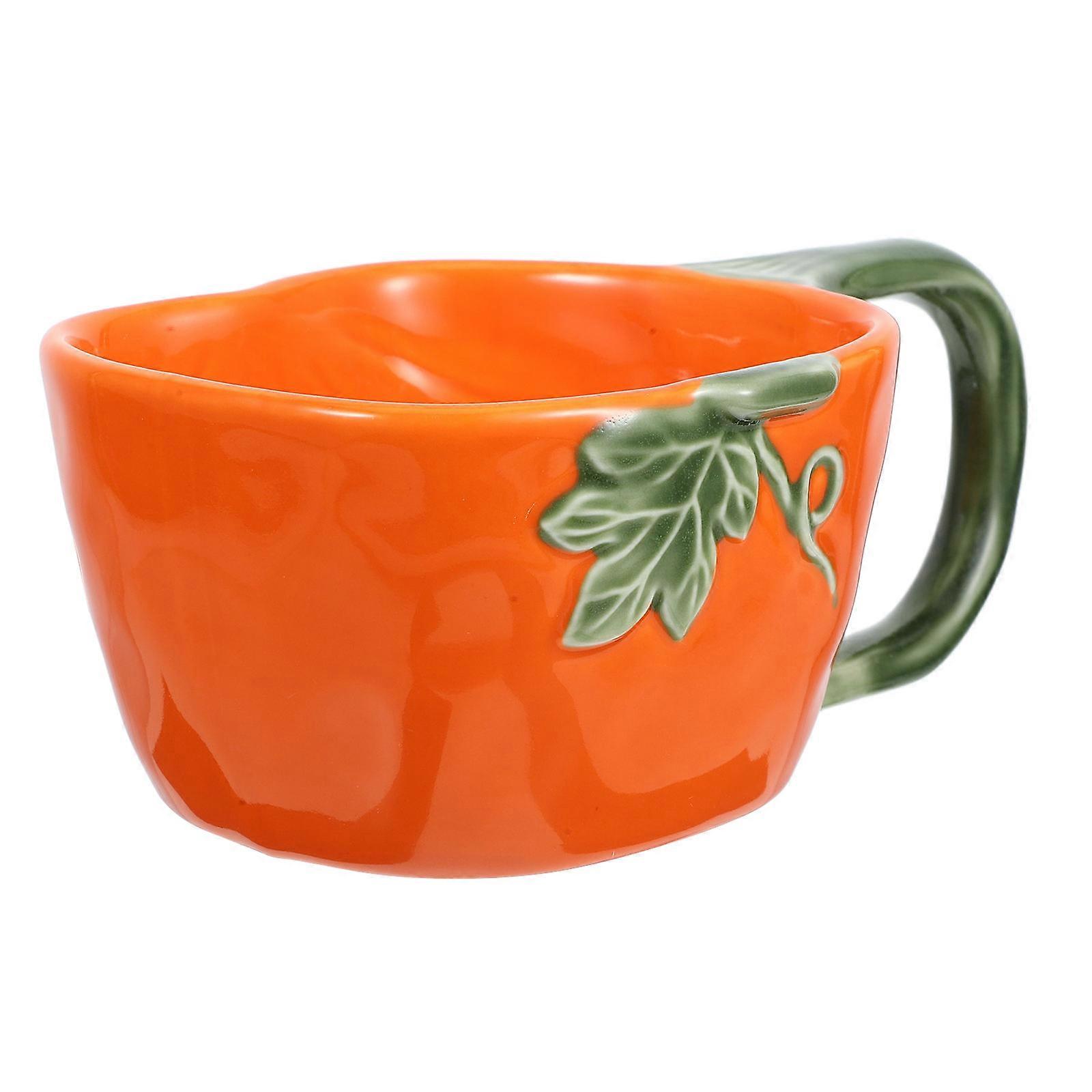 Halloween Cups Ceramic Material Pumpkin Shape Practical For Daily Use 1Set