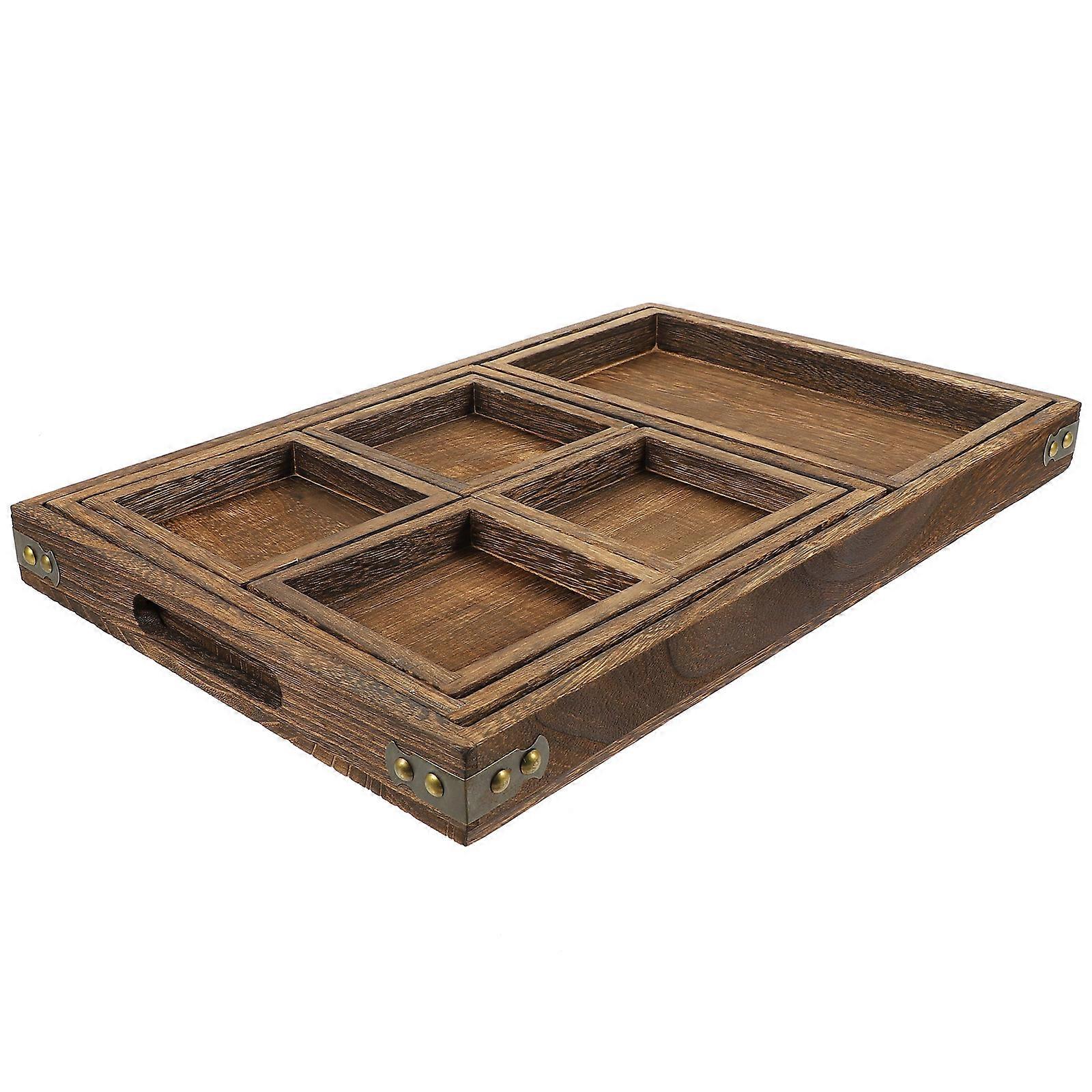 Multifunctional Wooden Serving Tray Perfect For Family Gatherings And Parties Ideal For Serving Breakfast Tea Or Coffee 1 Set