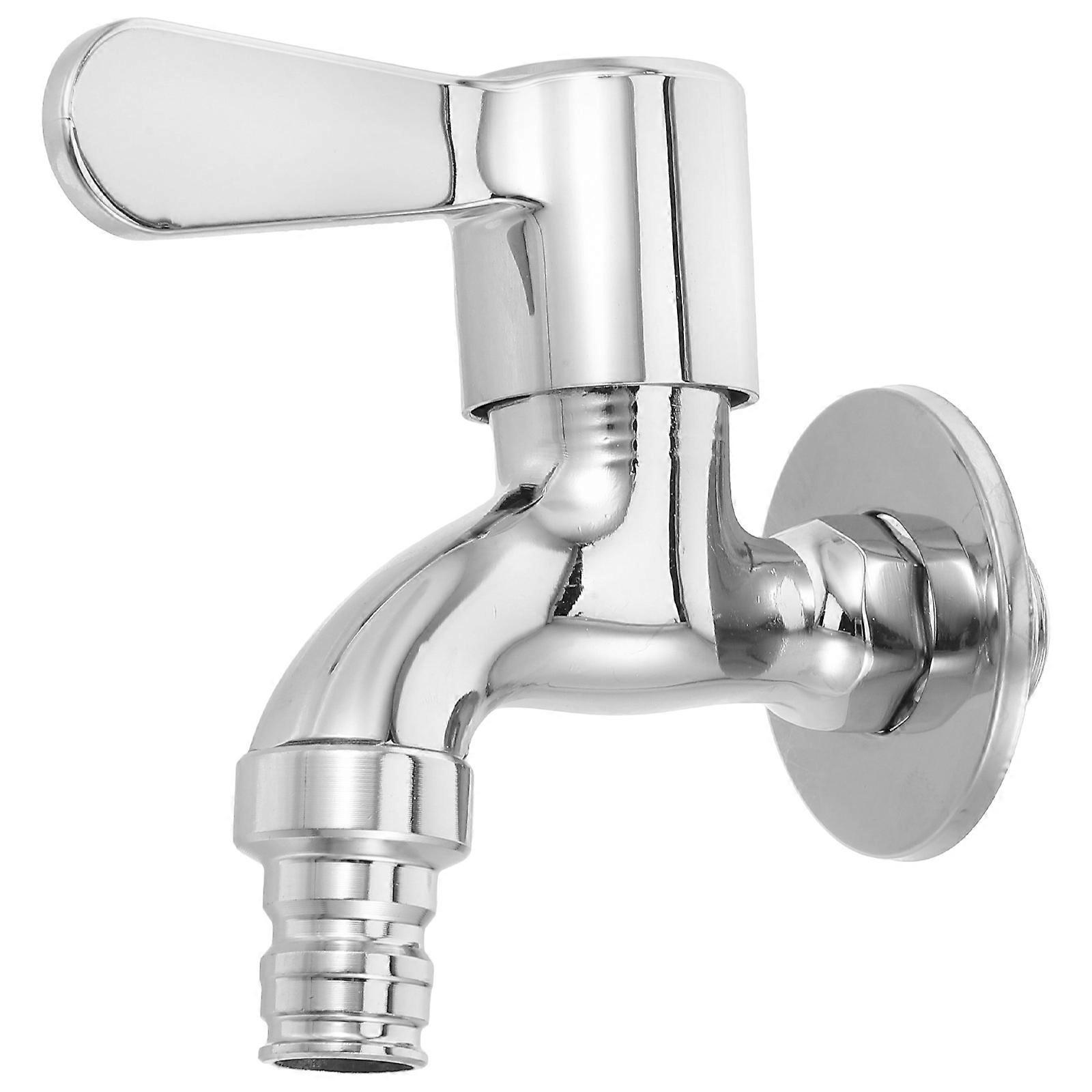 Wall Mounted Washing Machine Faucet Quick Open 2Pcs Single Handle Silver