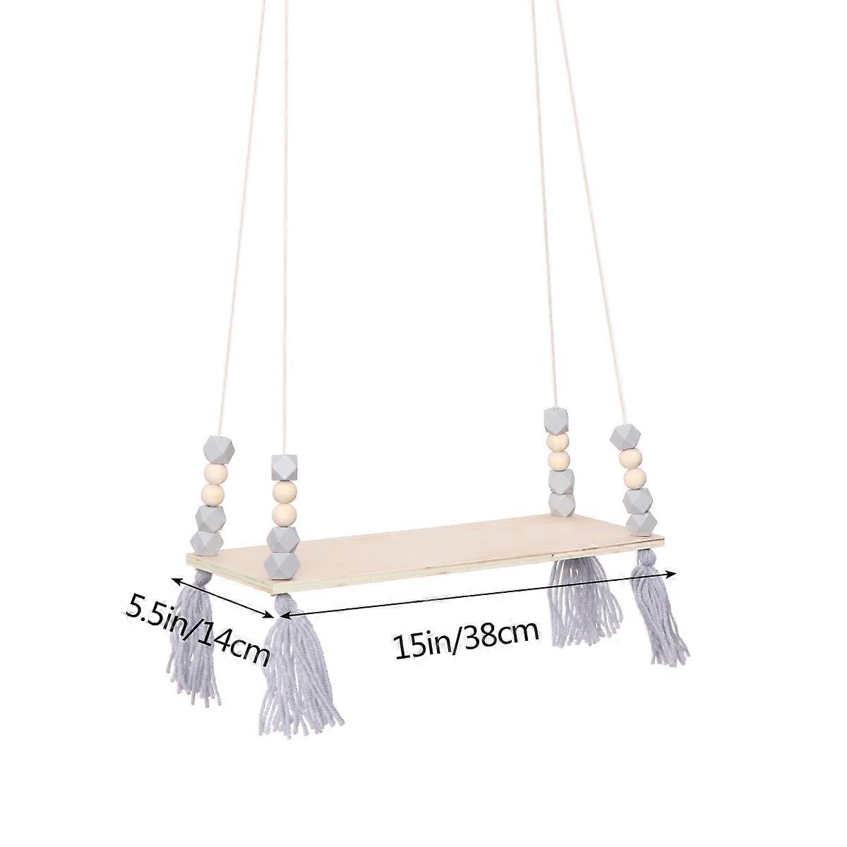 Hanging Storage Rack Octagonal Beads for Storage Use Wooden Grey