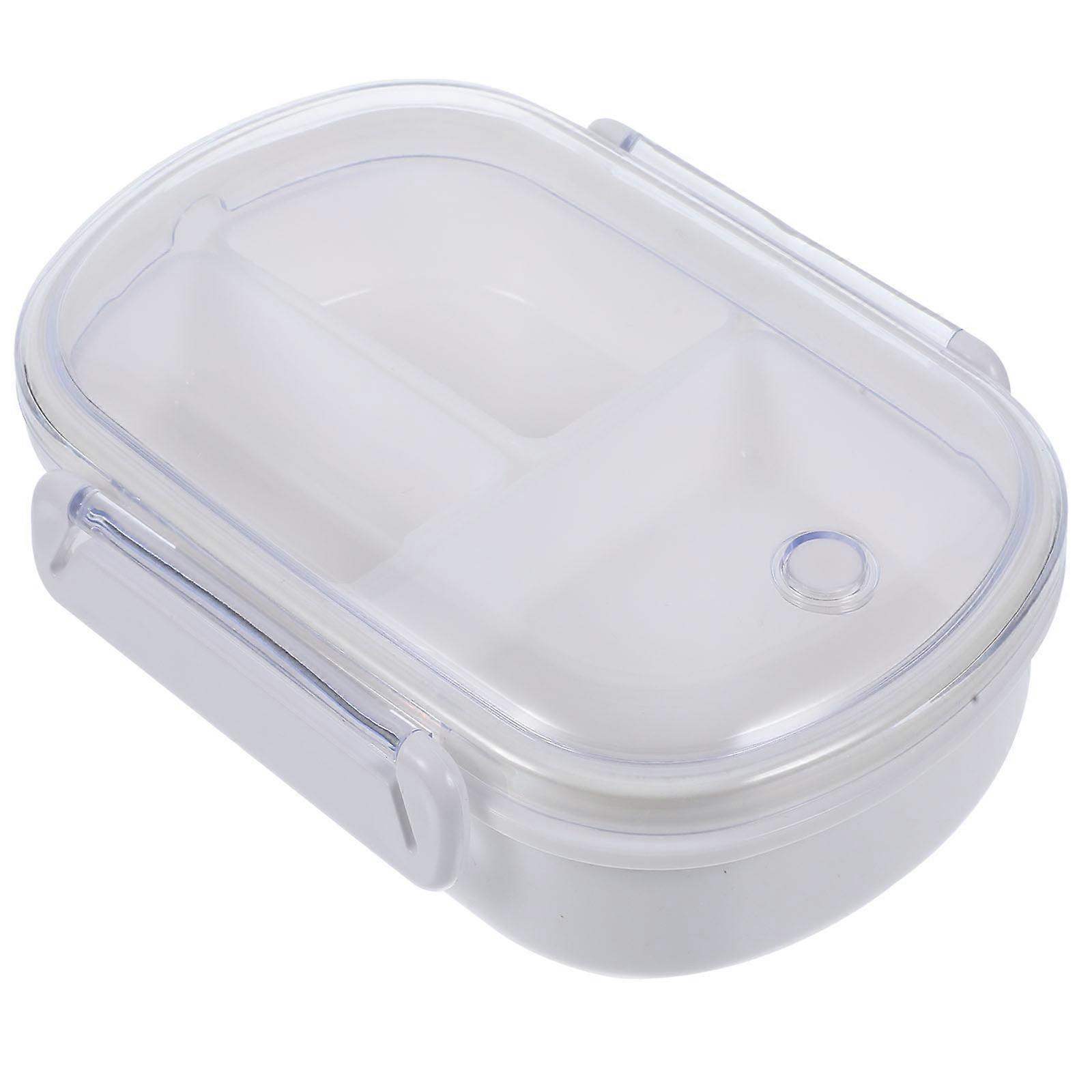 Bento Style Lunch Box for Family Use School Work Picnic Lightweight Portable White Pp Material Sealed Design 1Set