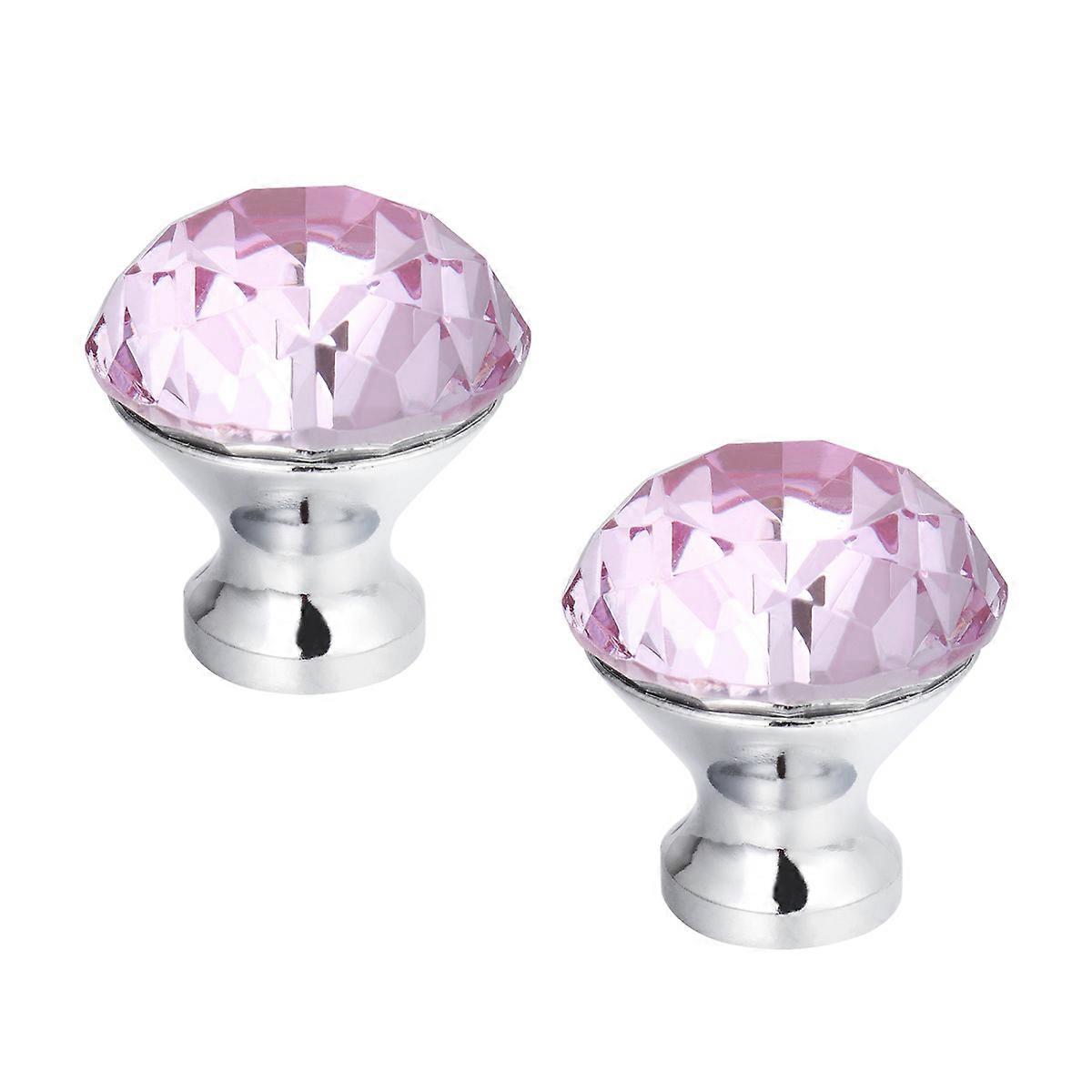 Crystal Pull Handle for Cabinet Door with 4Pcs Pink Glass Knobs