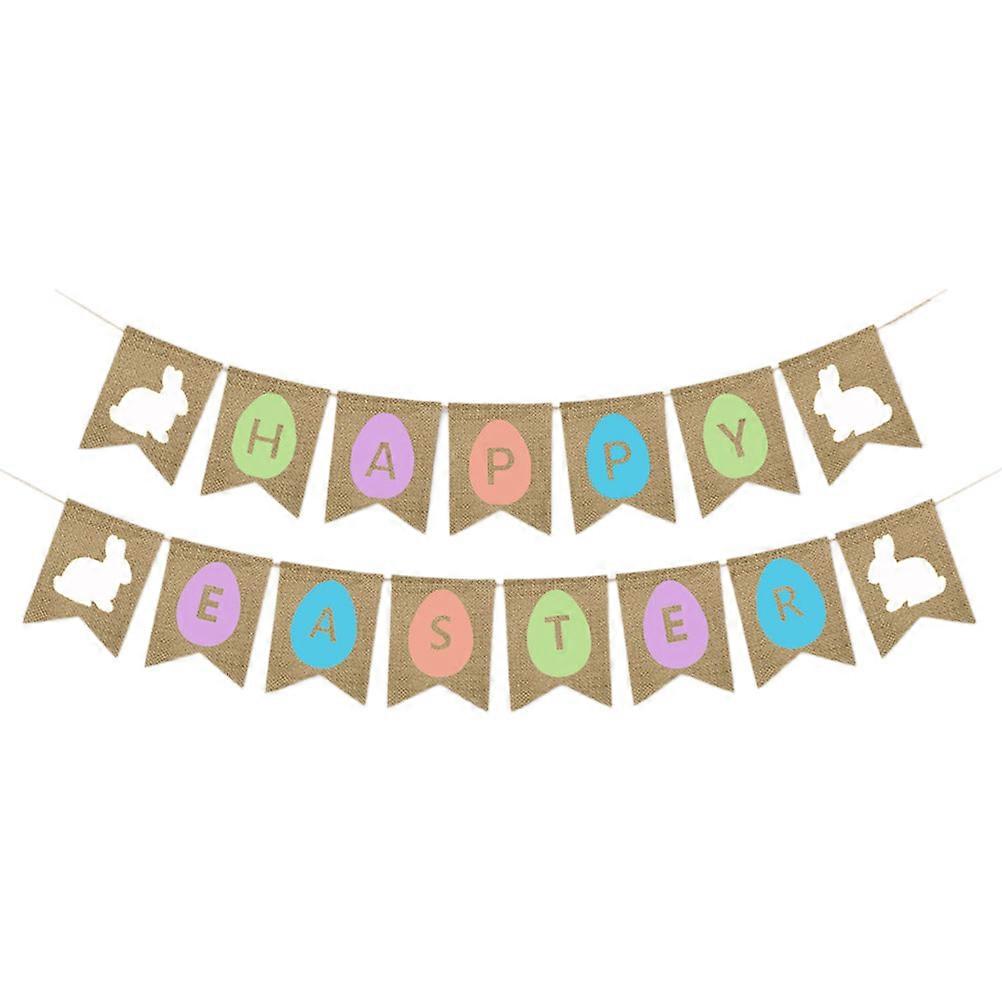 Hare Decor Banner Colorful Happy Easter Design for Party 3Pcs