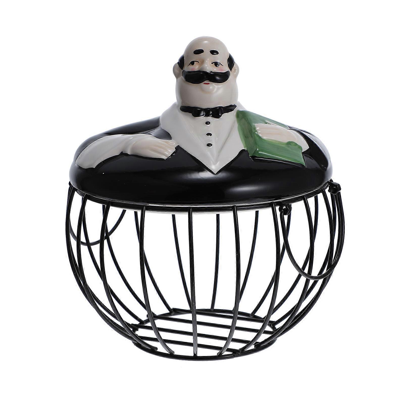 Ceramic and Iron Art Egg Basket for Storage Use 1Pcs Kitchen Fruit Basket