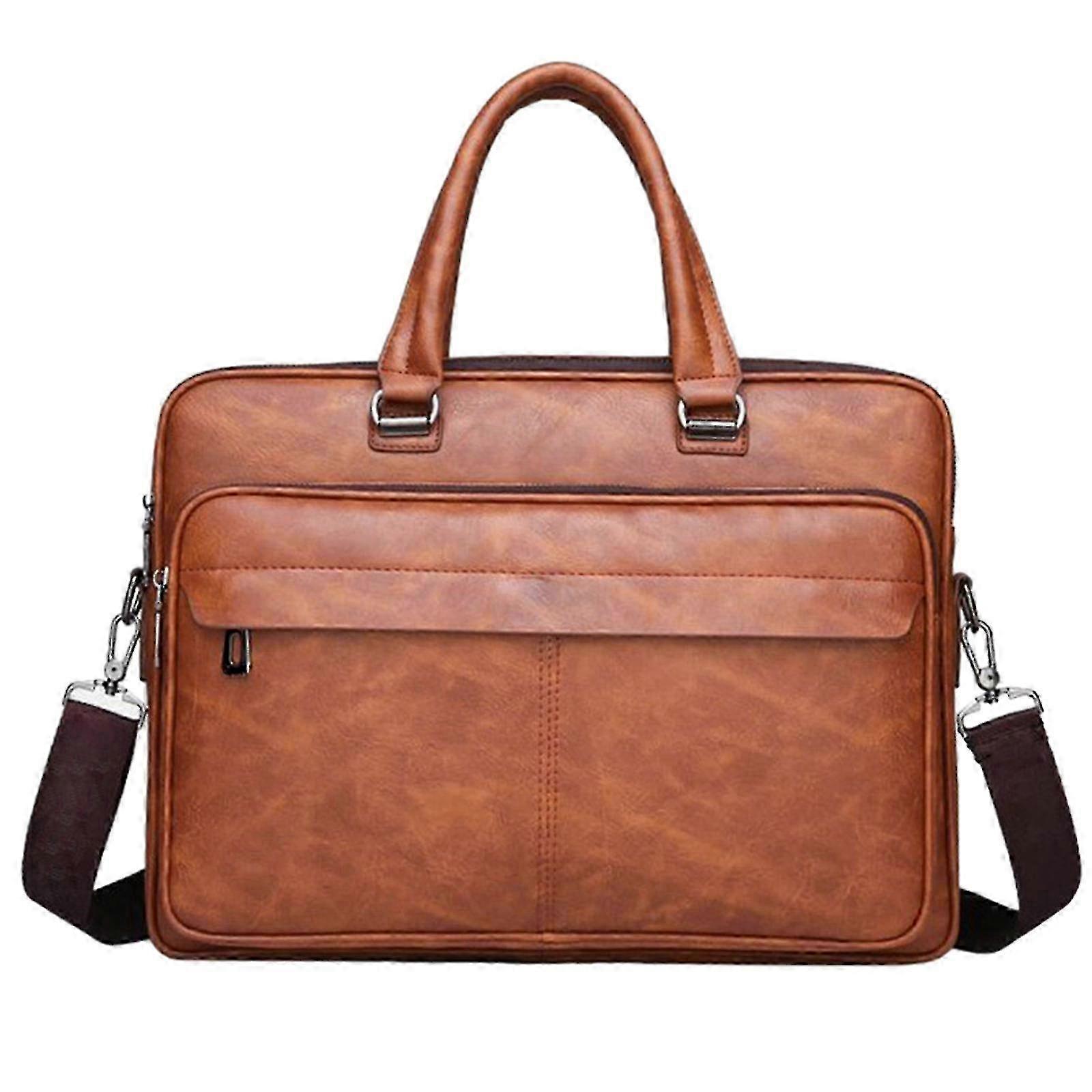 Notebook Handbag Splashproof Computer Bag Large Capacity Laptop Messenger Bag Universal Laptop Document Bag brown