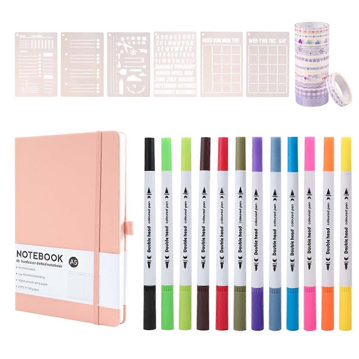 A5 Hardcover Dotted Journal Notebook Numbered Pages Kit Pink