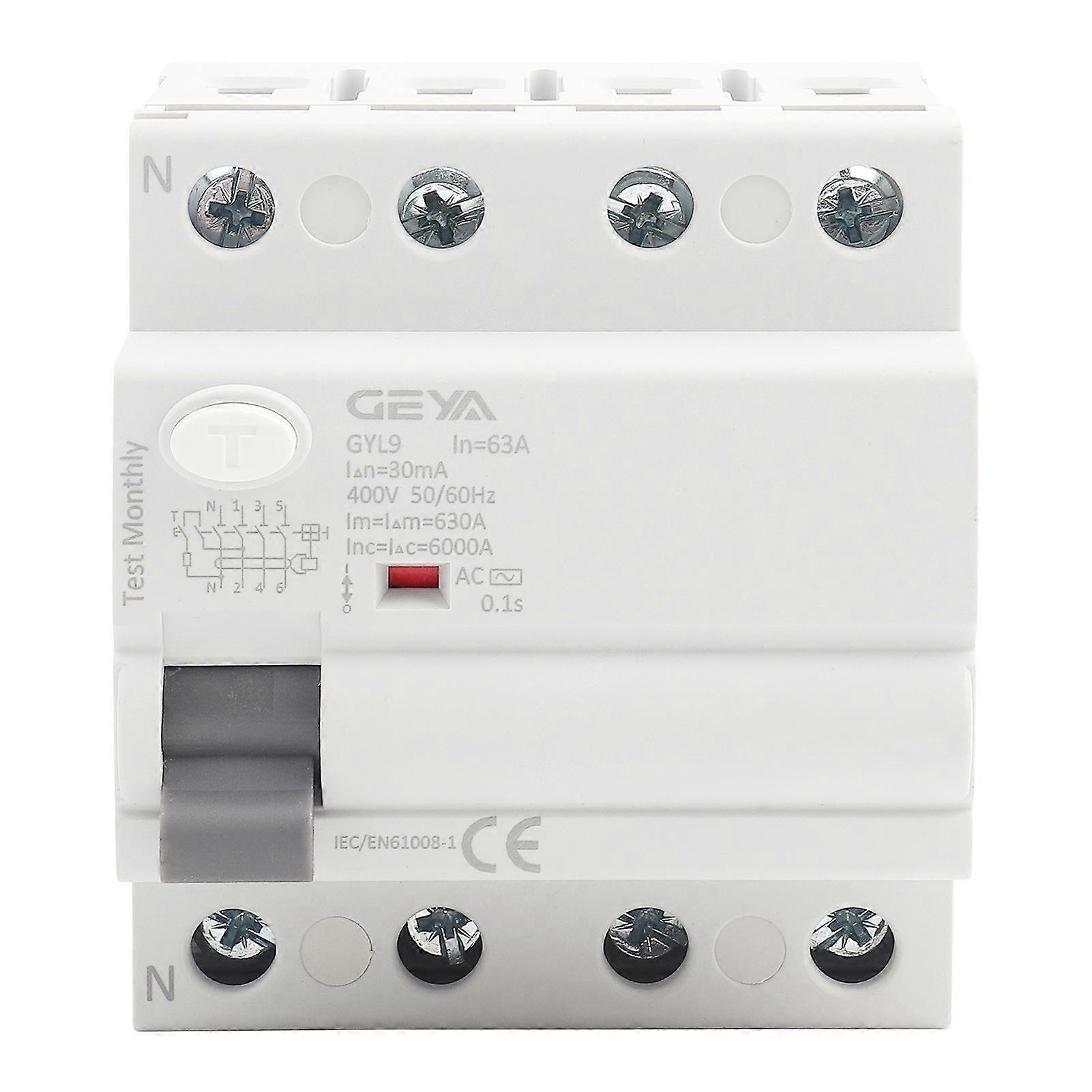 GYL9 4P 400VAC RCCB Residual Current Circuit Breaker Electric Leakage Protector (63A)