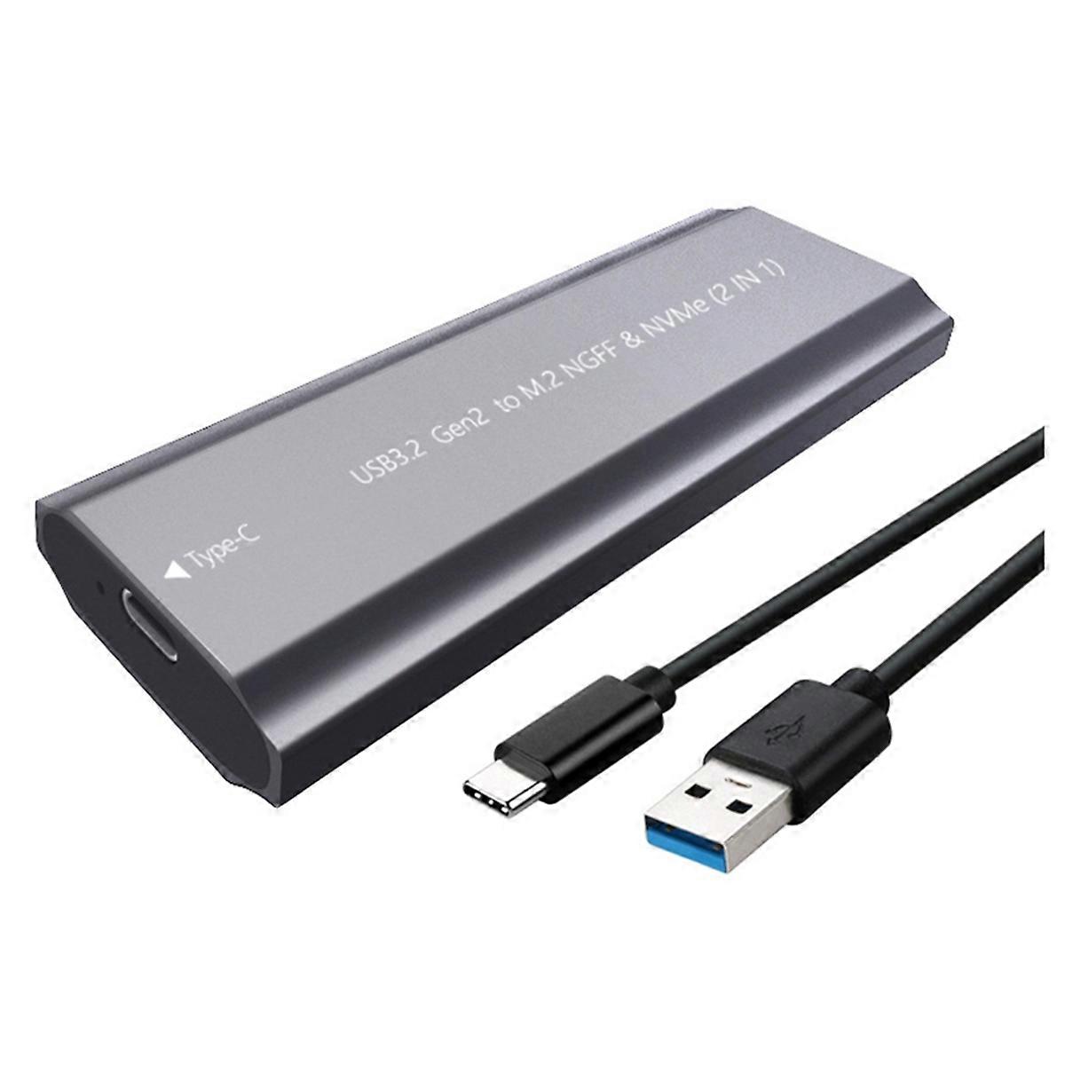 SSD Enclosure M2 NVME NGFF SSDs USB 3.2 Drive Case Grey