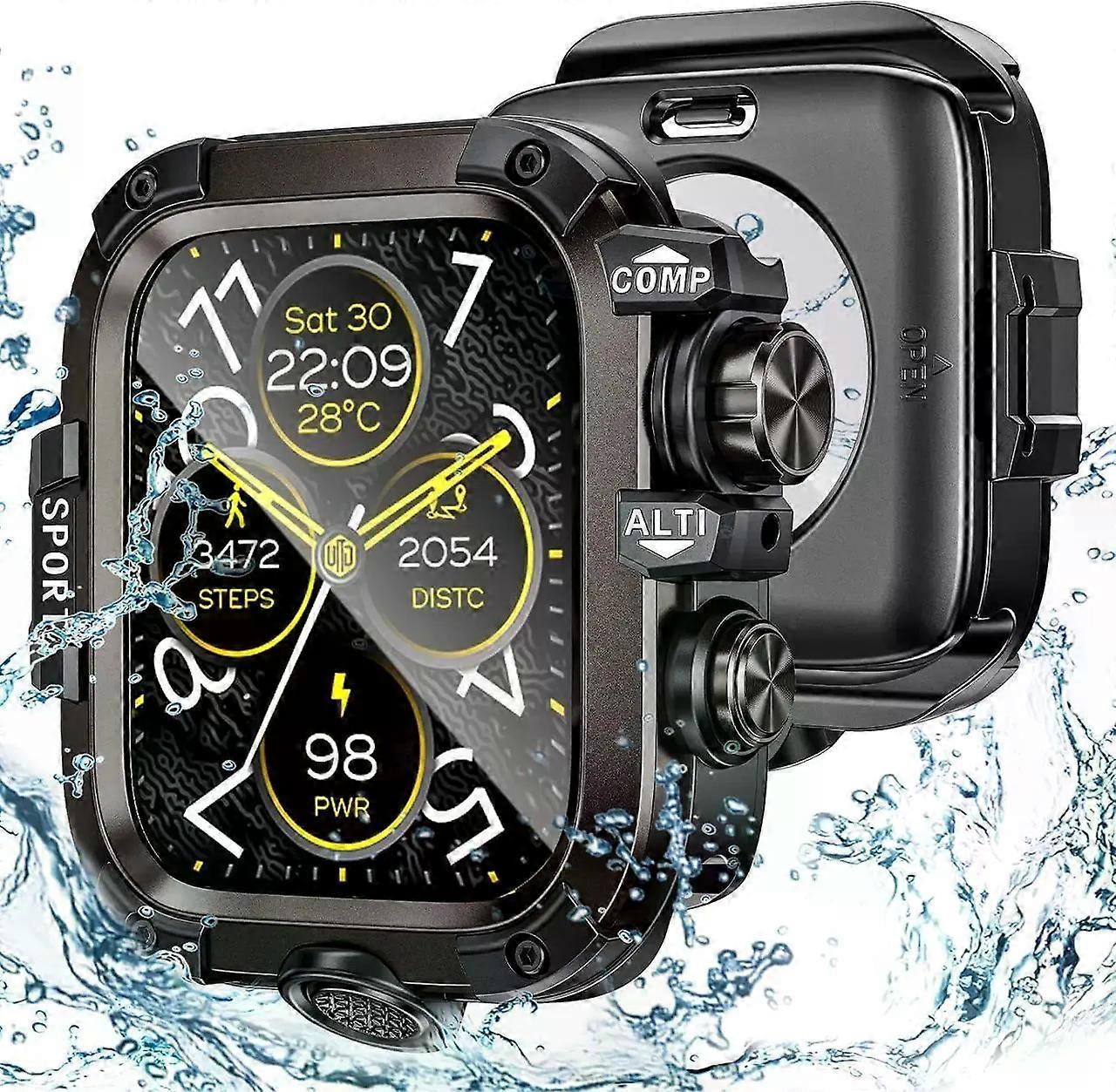 [2 in 1] Case for Apple Watch Series 10 (2024) 46mm with Tempered Glass Screen Protector Waterproof Cover, 360 Protective Rugged Metal & PC Bumper for