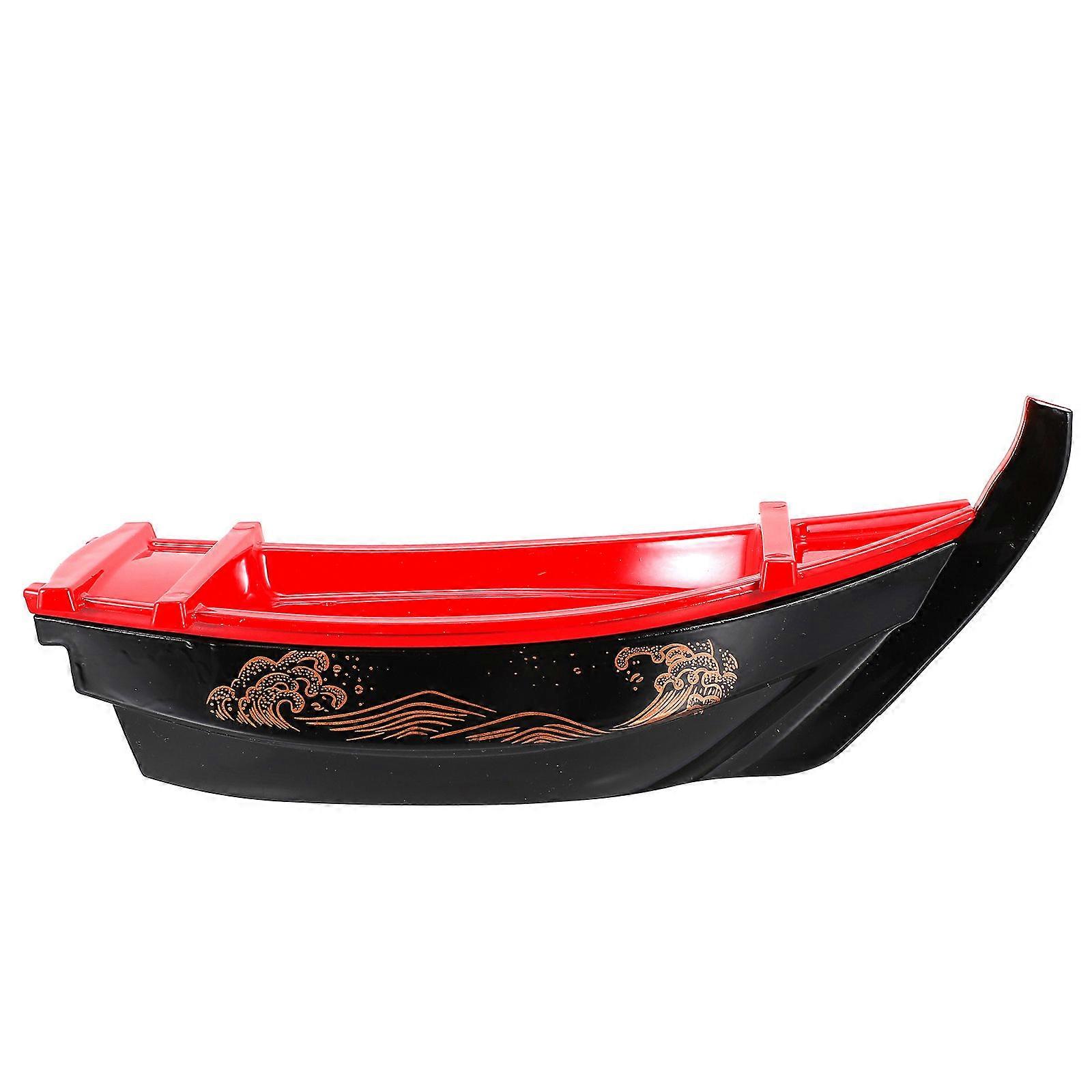 Sushi Serving Boat Plate for Serving Food 2Pcs Red Tray