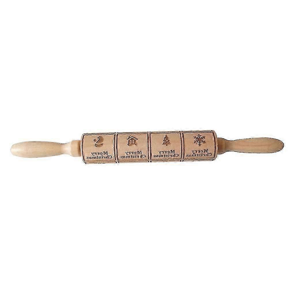Wood Embossing Engraved Rolling Pin For Cookie Dough Baking Tool Xmas Multi 1 26s