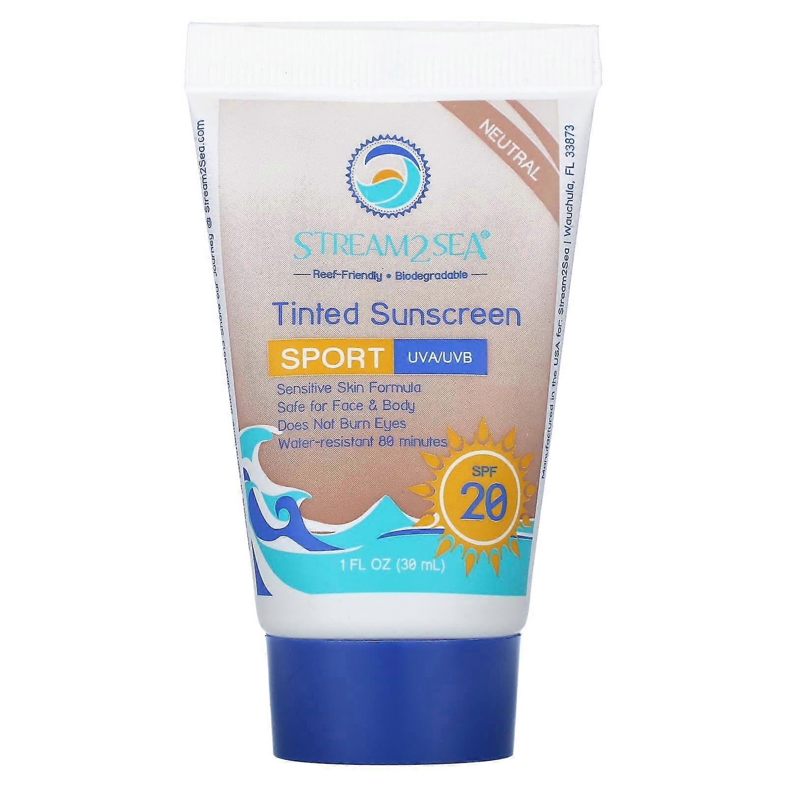 Tinted Sunscreen, Sport, SPF 20, Neutral, 1 fl oz (30 ml)