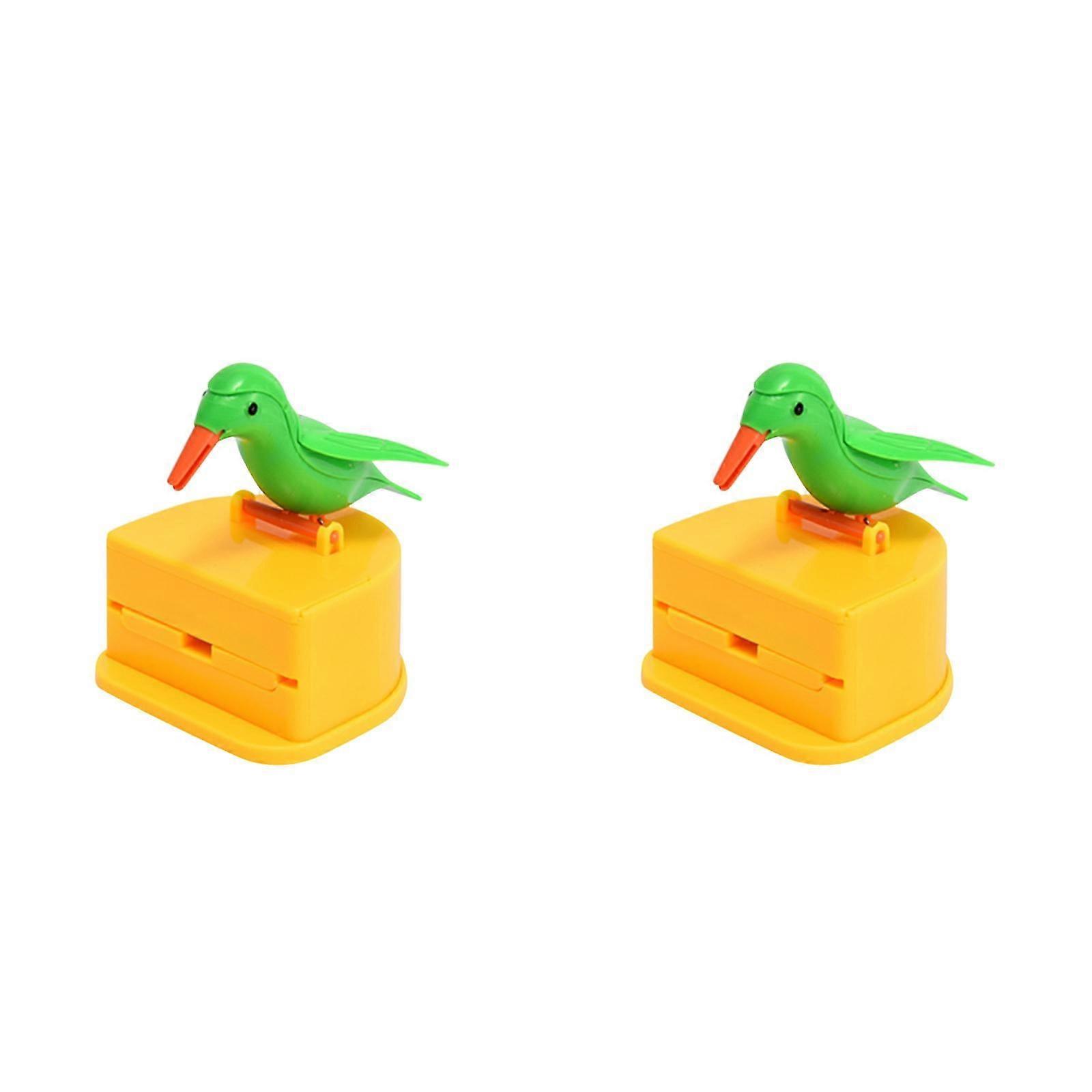 2PCS Little Bird Toothpick Dispenser Creative Push Type Toothpick Bird Dispenser Toothpick G