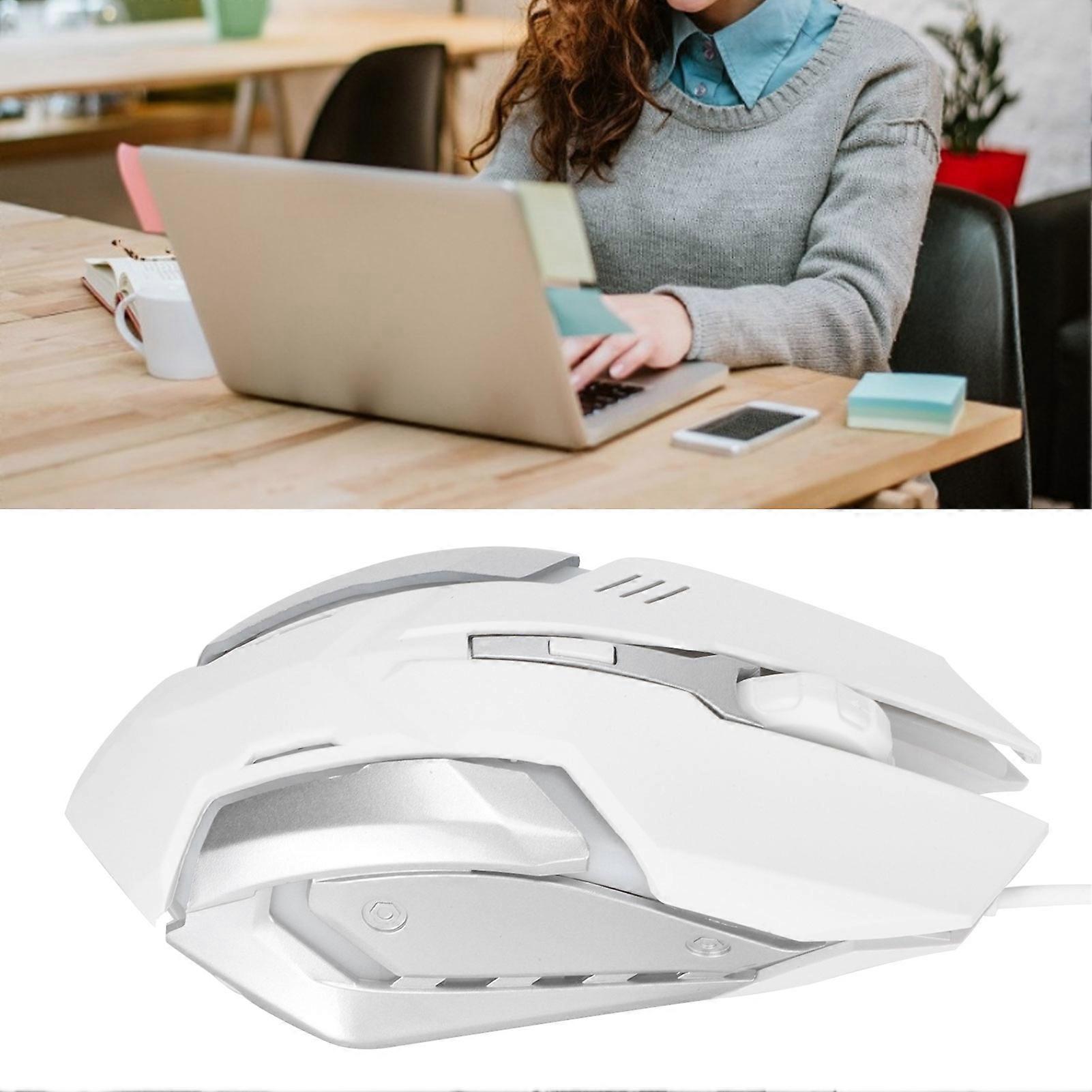 Wired Mouse USB Port Gaming Office Business Luminous Optical Computer AccessoriesWhite 