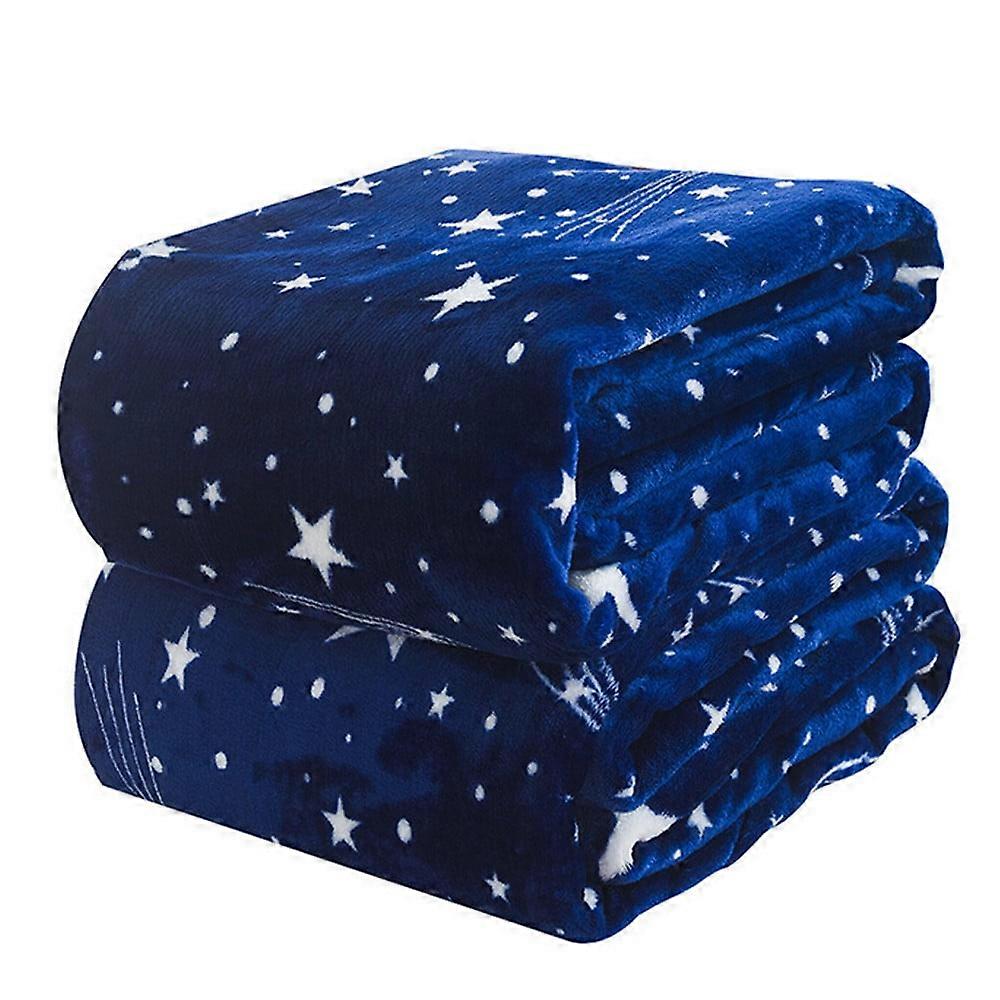 Ultra Soft Lightweight Plush Fleece Throw Blanket, Cozy Fuzzy Quilt for Couch Bed Sofa Chair Office, Starry Sky Blue