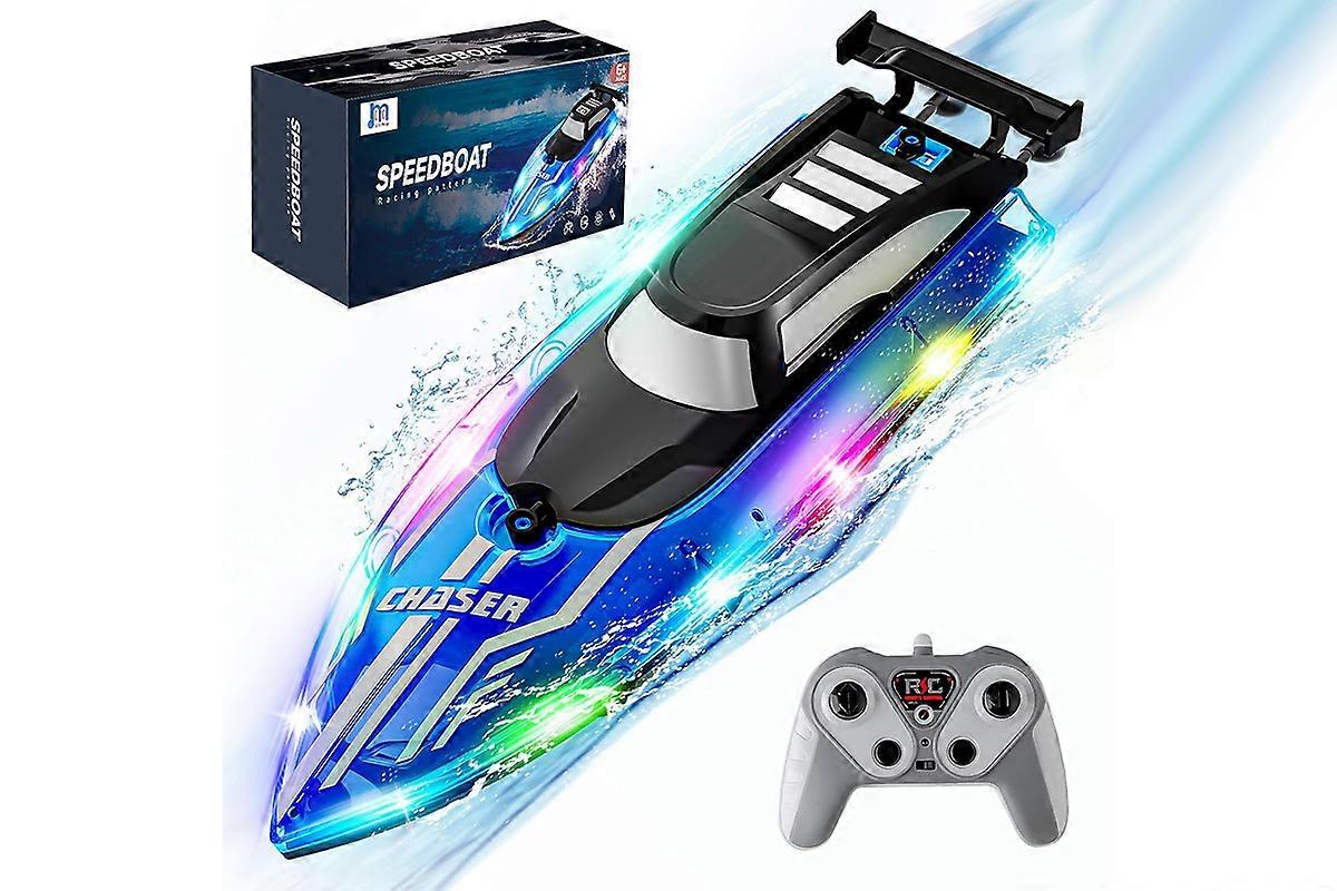 RC Boat for Kids with LED Lights 2.4Ghz Remote Control
