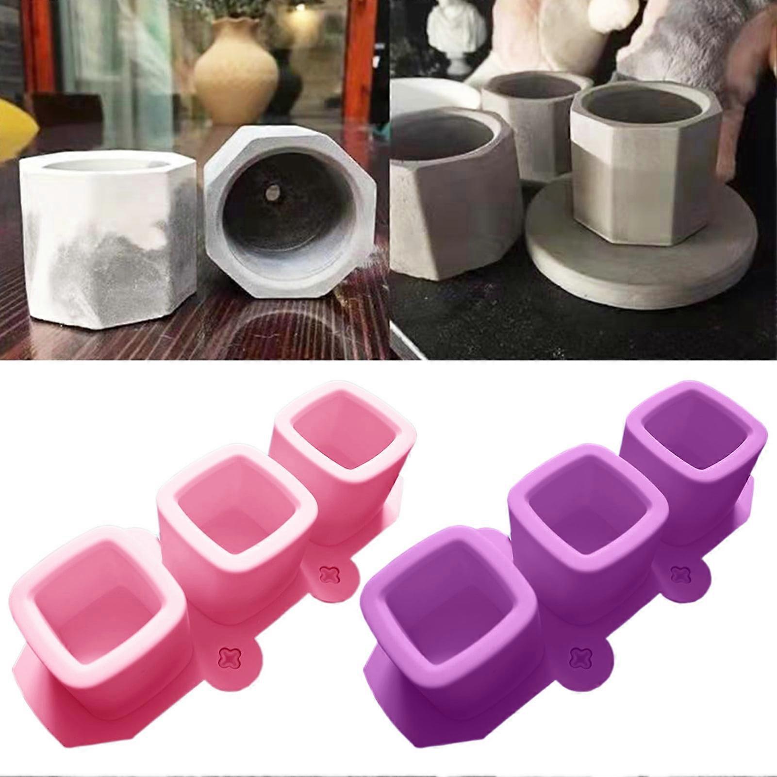 3 Cavities Ice Mold Temperature-resistant Reusable Soft Texture 3D Square Flowerpot Silicone Mold Handicrafts Tool