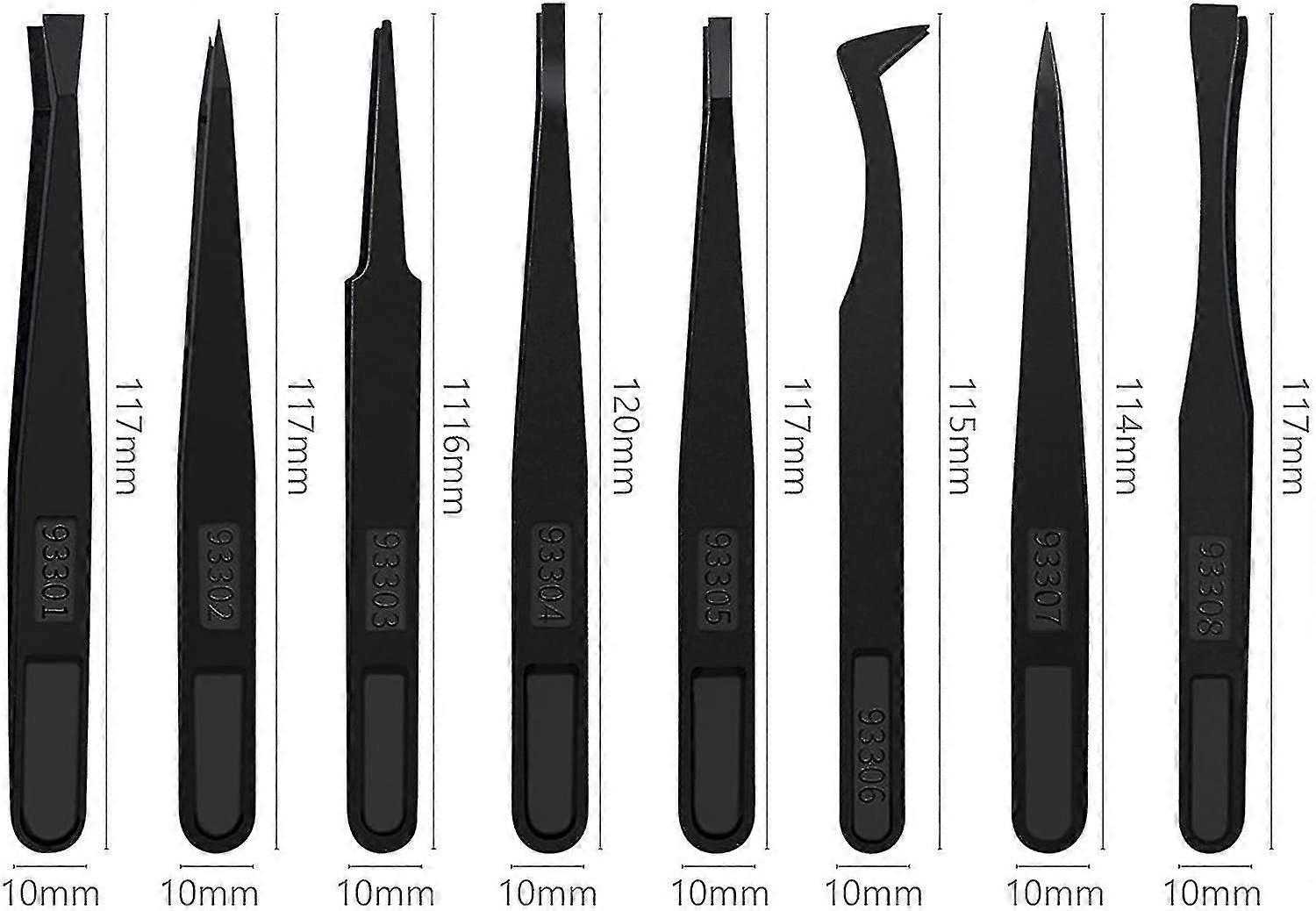 8pcs Plastique Anti Static Pinces Slant Flat Tip Tweezer pour l’électronique
