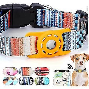 Airtag Dog Collar Compatible With Apple Airtag Polyester Puppy Collar With Silicone Air Tag Case Holder