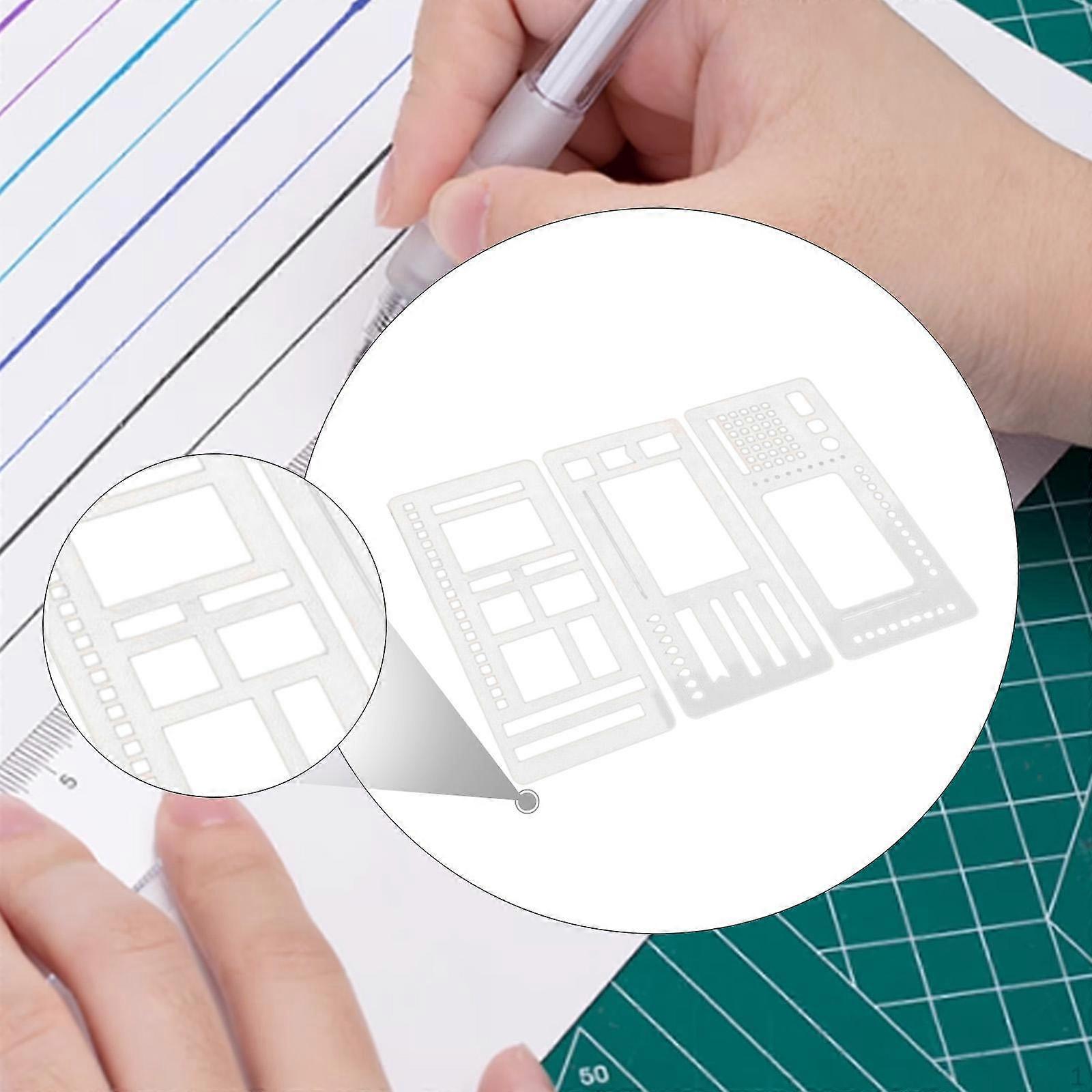 3Pcs Flexible Record Template,Stencils Drafting Tools,DIY Craft Supplies,Reusable Planner Stencil