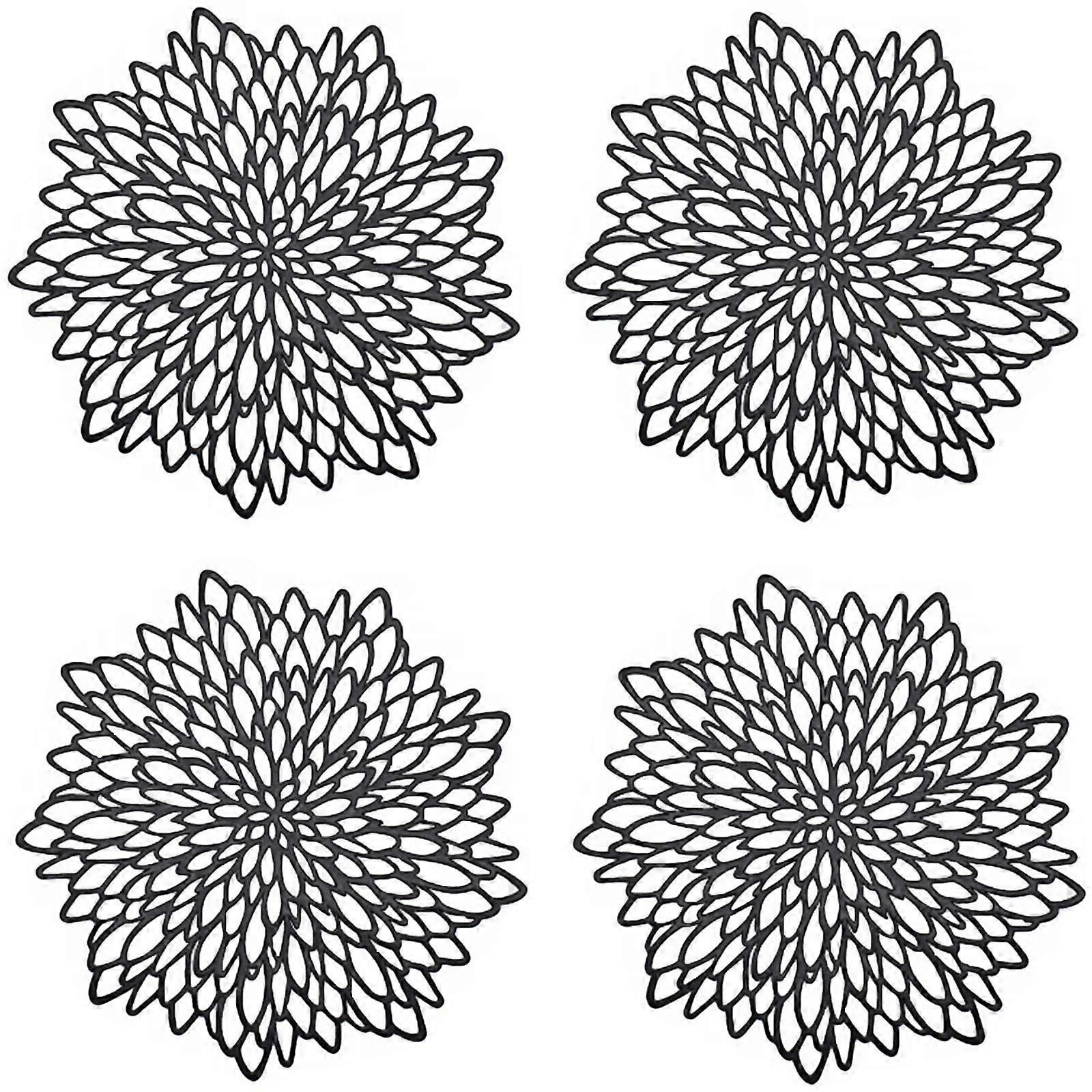 Hollow round placemats, golden round placemats, pressed hollow round placemats, for insulating dinner plates, table decoration (gold)