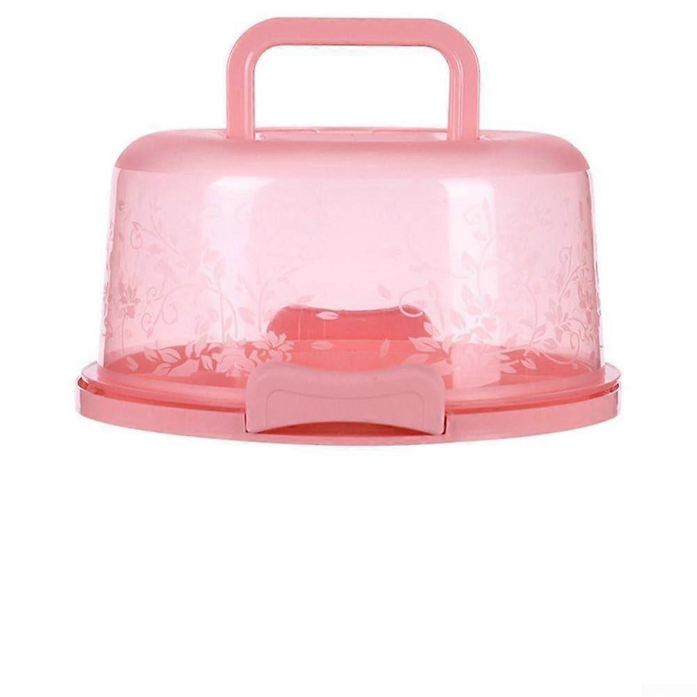 Plastic Cake Carrier with Clear Lockable Lid and Handle for Parties, Picnics, Office – Pink