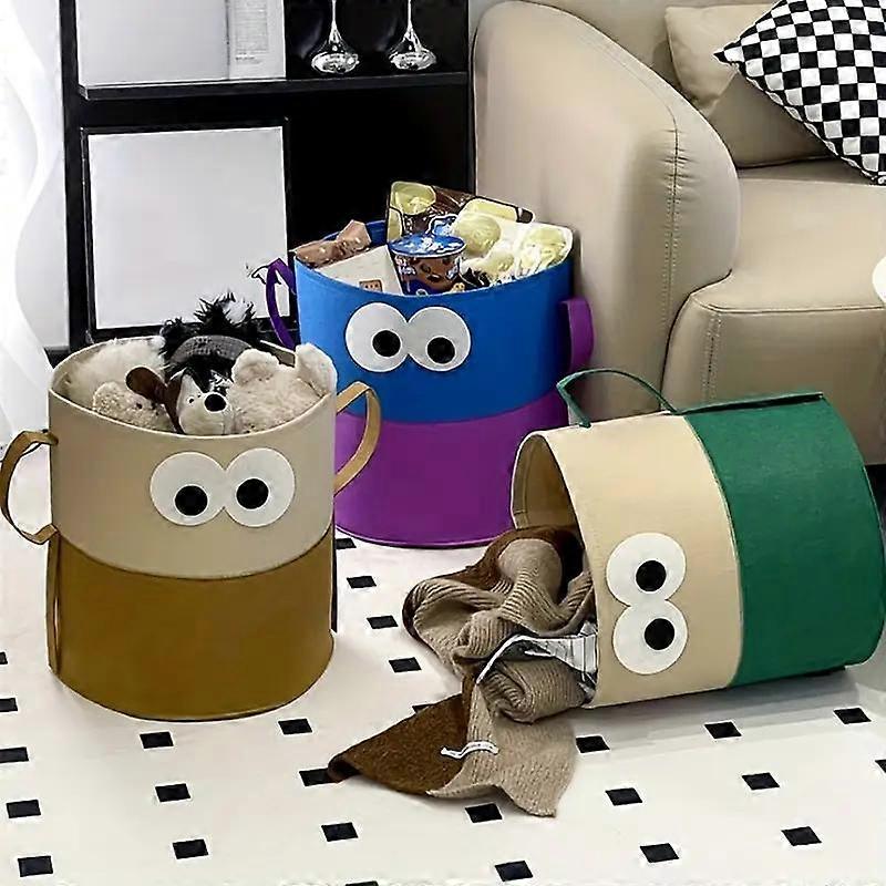 Cute Foldable Felt Storage Basket, Large Capacity Laundry Hamper, Toy Organizer with Handles, Home Organization Box, Multi-Functional Bin