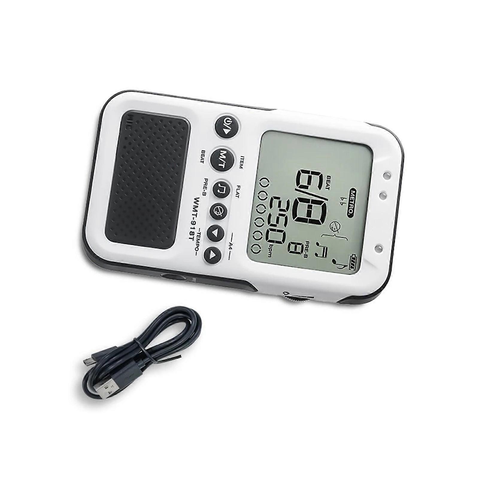 Multifunctional Digital Rhythm Device Rechargeable Metronome Tuner Quiet Practice Metronome ABS Texture for Instrument  White