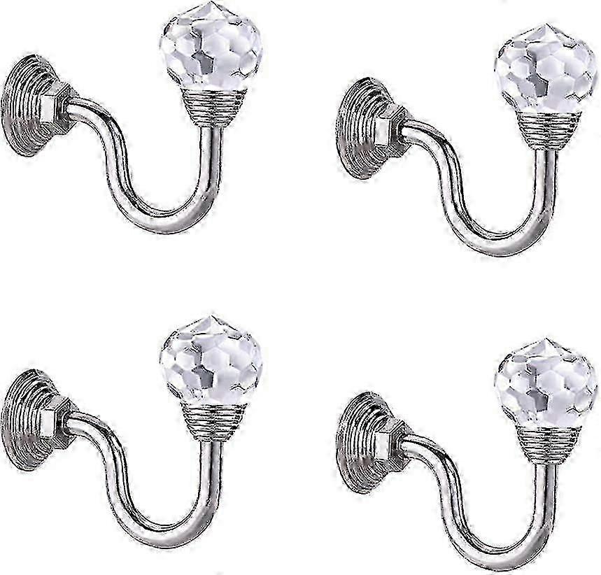 4 Pcs Crystal Curtain Holdbacks Hooks Drapery Tiebacks Tassel Holder