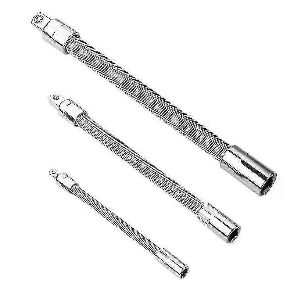 3pcs Flexible Socket Extension Cables 1/4 3/8 1/2 Flex Socket Extension Bar Set Drive Light Impact Extender