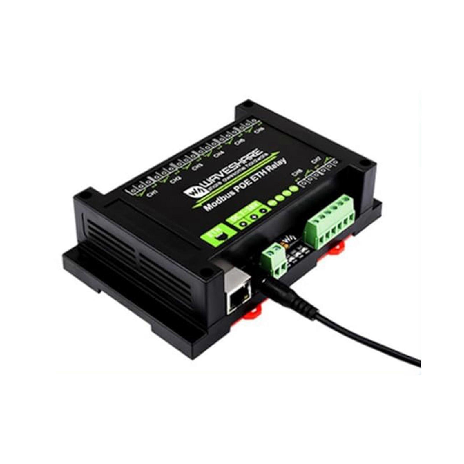 Industrial Grade Rail-Mount 8CH Ethernet Relays Module Modbus RTU/Modbus Protocol PoE Port Communication Multicolor